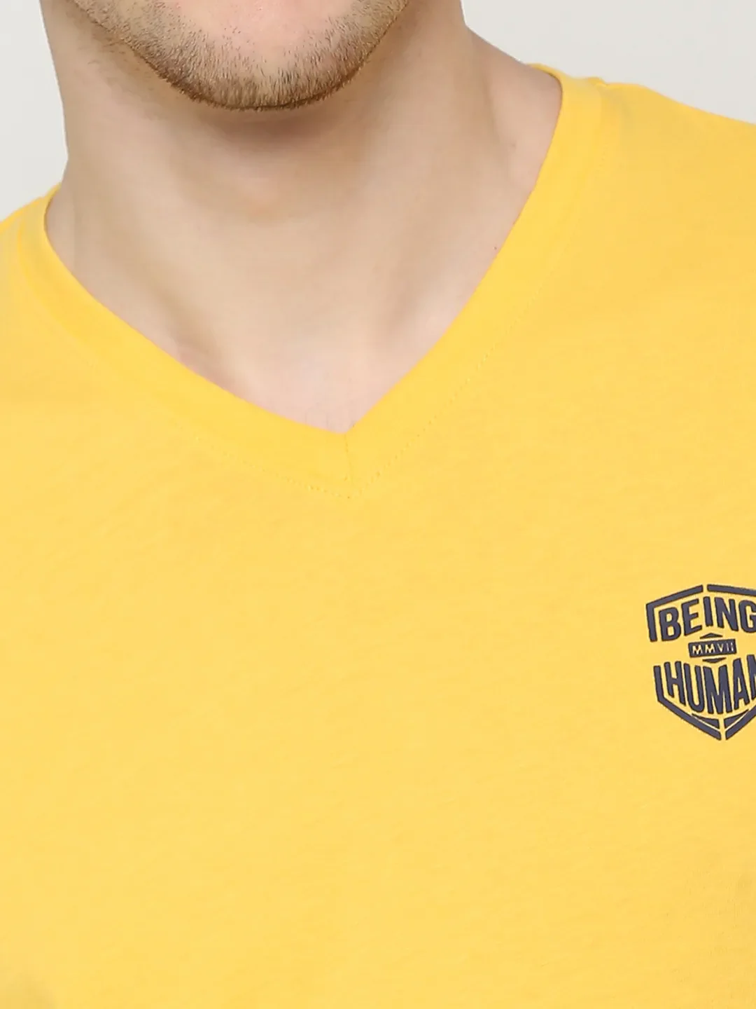 Yellow Regular Fit Round Neck Men's T-Shirt by Being Human Clothing - Image 5
