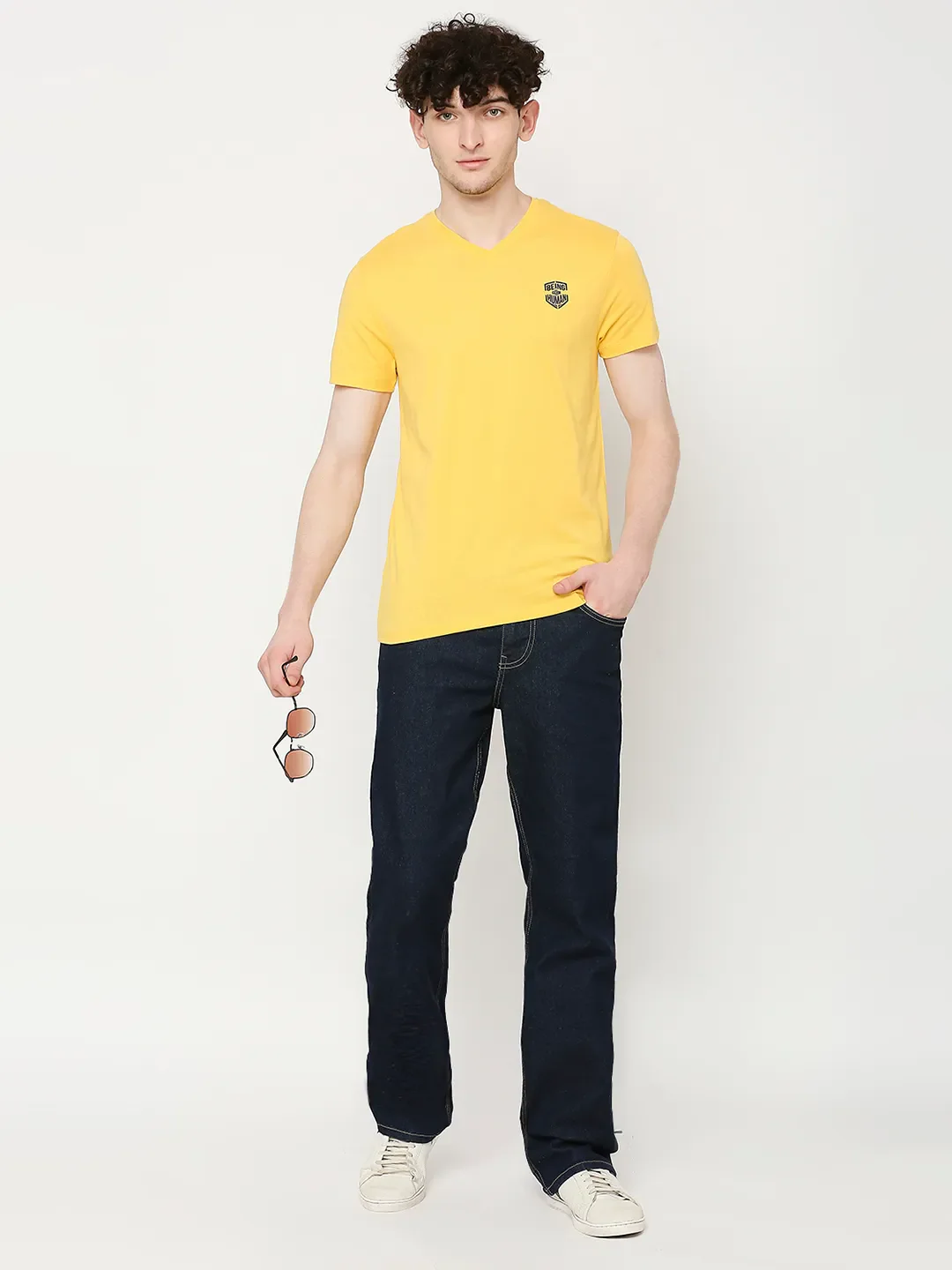Yellow Regular Fit Round Neck Men's T-Shirt by Being Human Clothing - Image 6