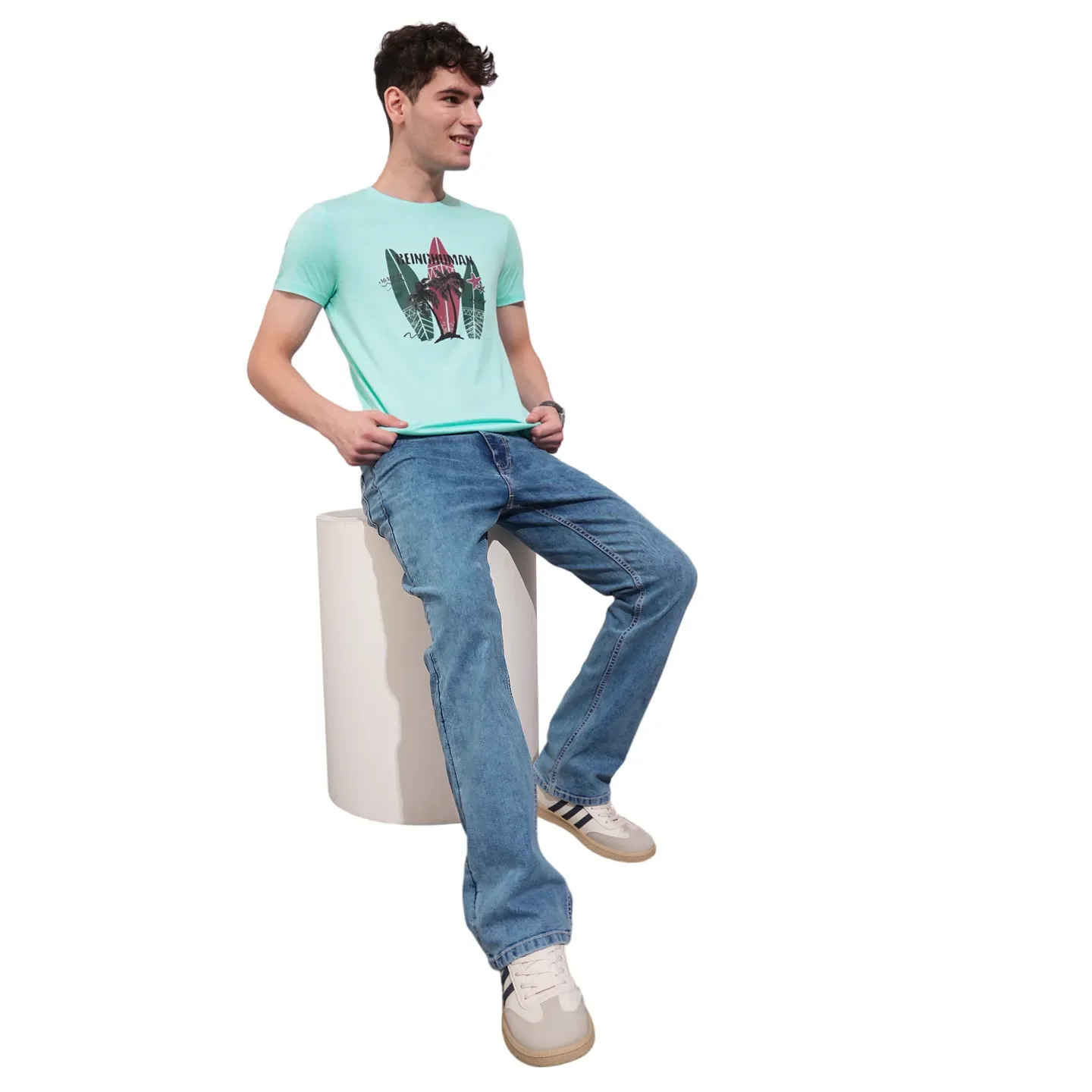 Aqua Regular Fit Round Neck Men's T-Shirt by Being Human Clothing - Image 4