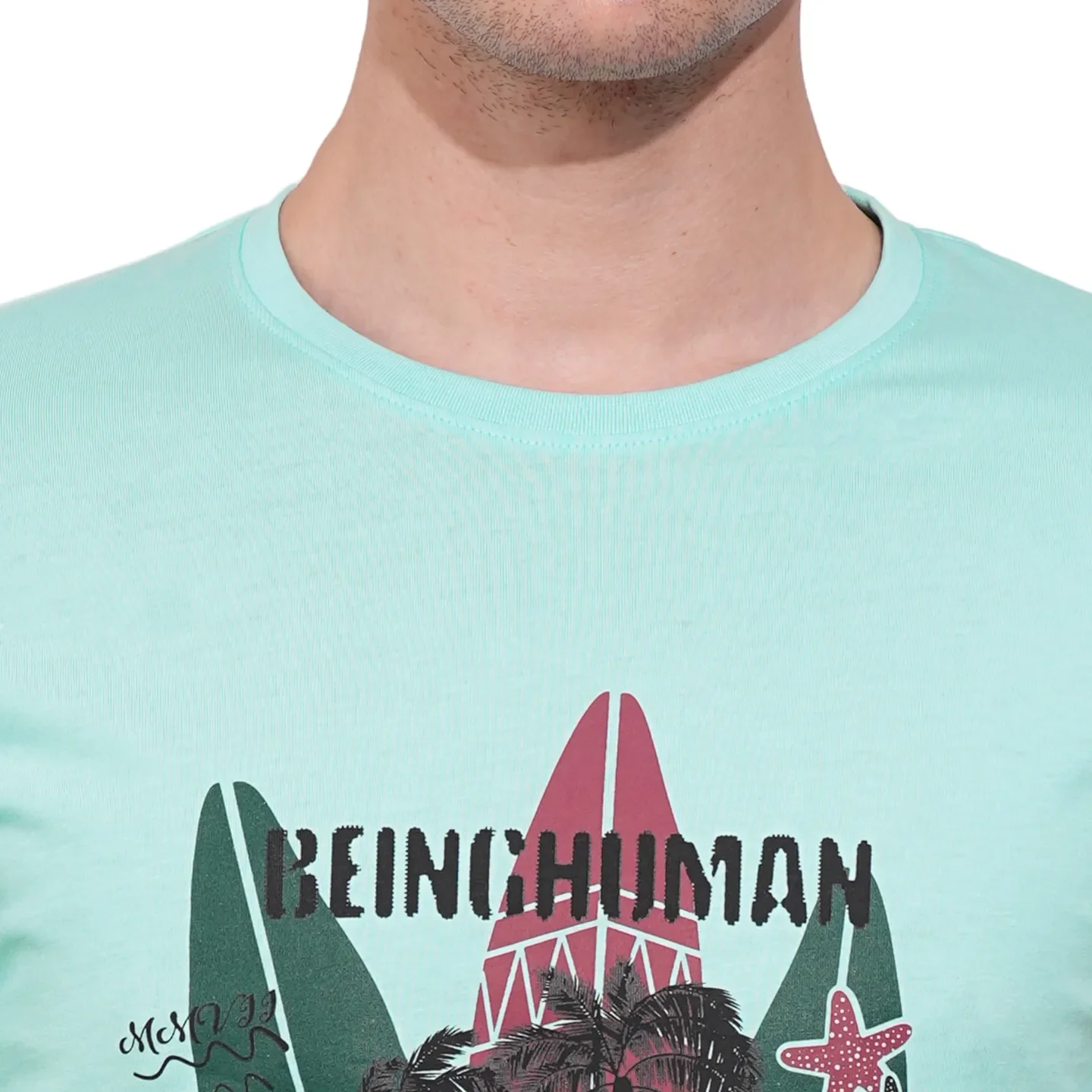 Aqua Regular Fit Round Neck Men's T-Shirt by Being Human Clothing - Image 5