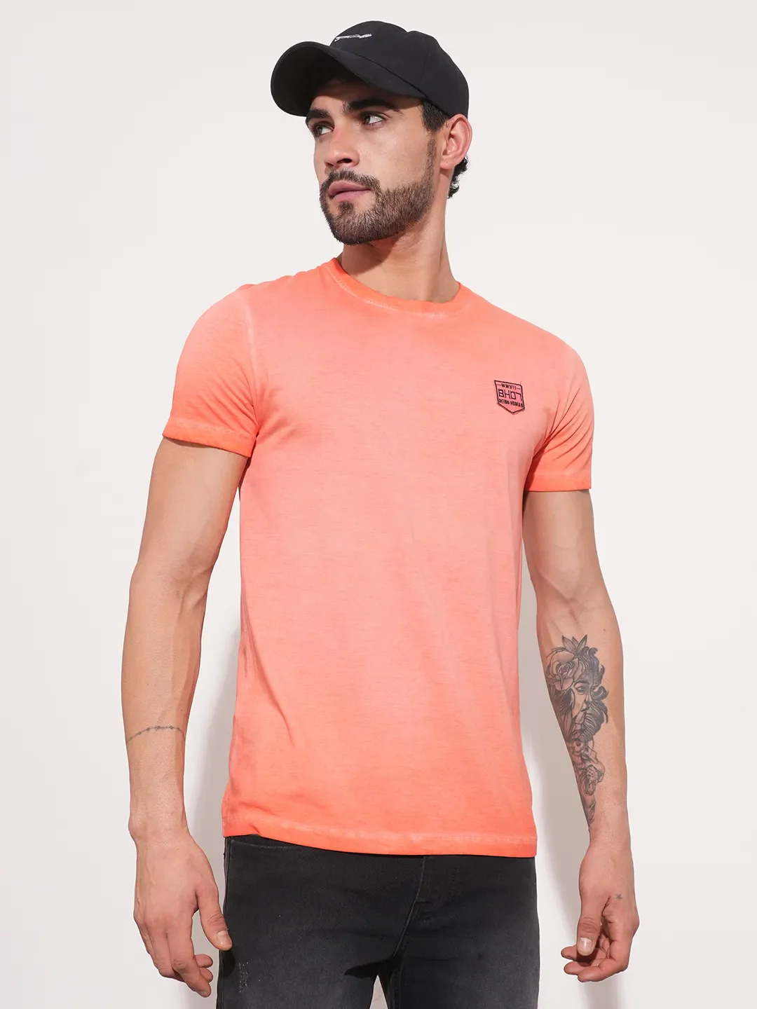 Coral Slim Straight Fit Men's Short Sleeves T-Shirt by Being Human Clothing - Image 6