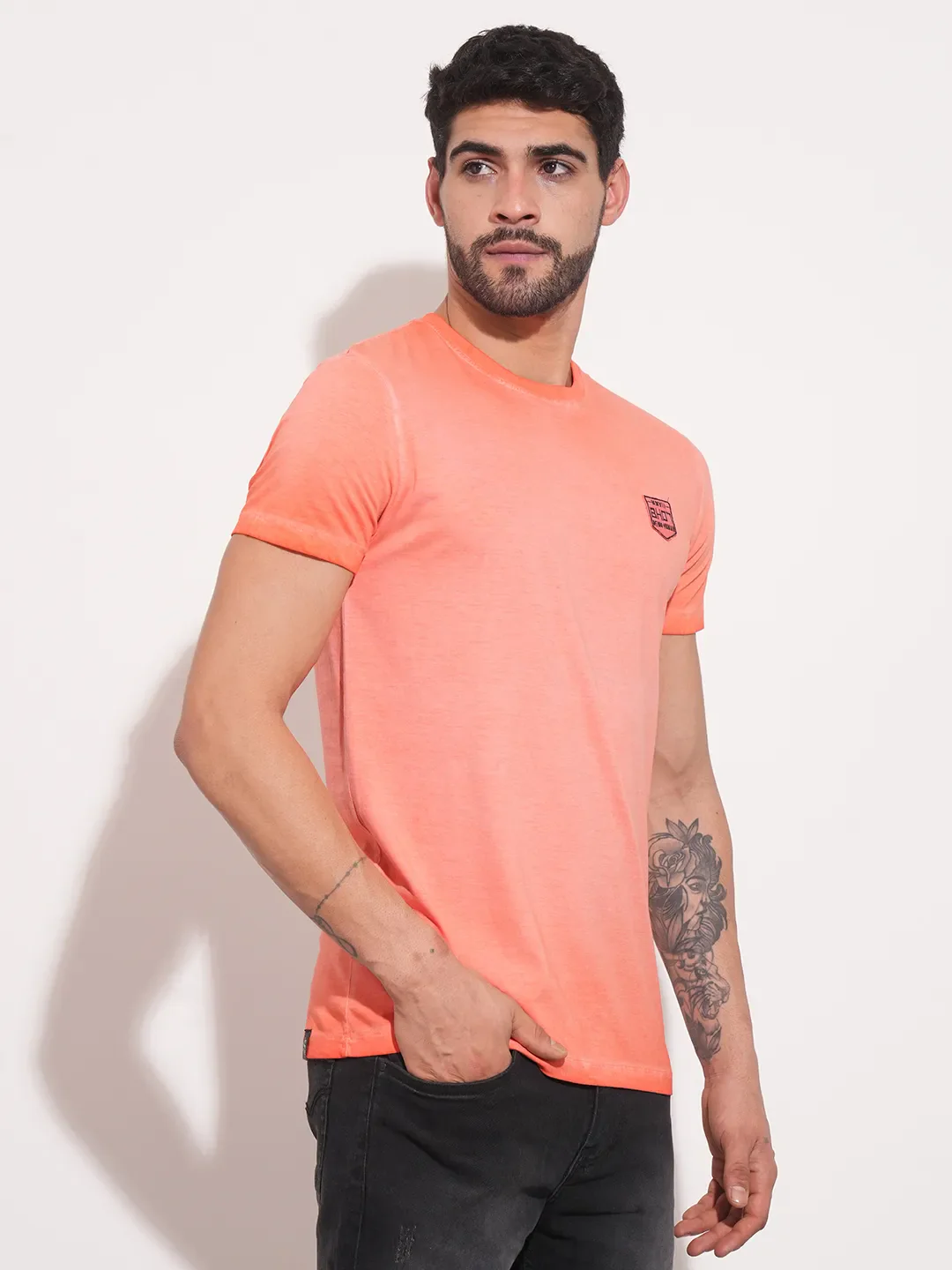 Coral Slim Straight Fit Men's Short Sleeves T-Shirt by Being Human Clothing - Image 7