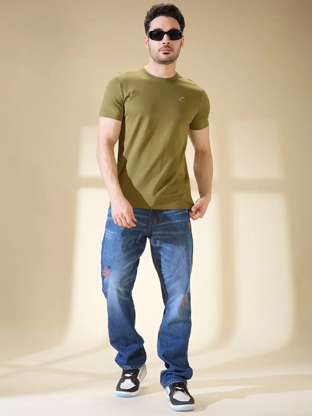 Olive Regular Fit Round Neck Men's T-Shirt by Being Human Clothing - Image 6