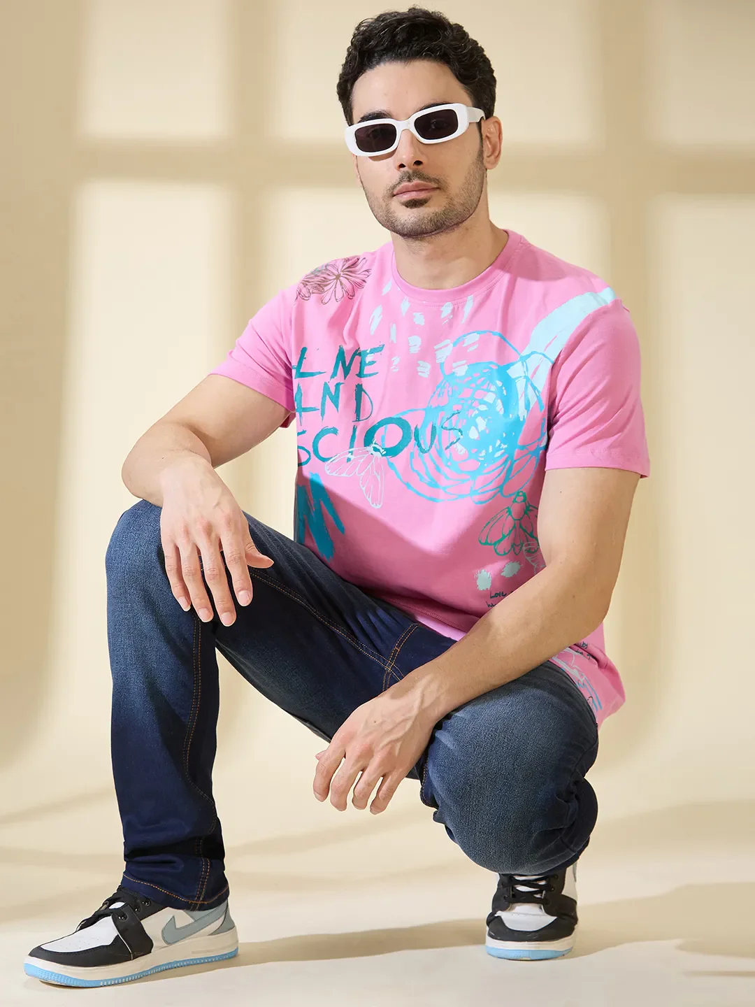 Baby Pink Easy Fit Round Neck Men's T-Shirt by Being Human Clothing - Image 6