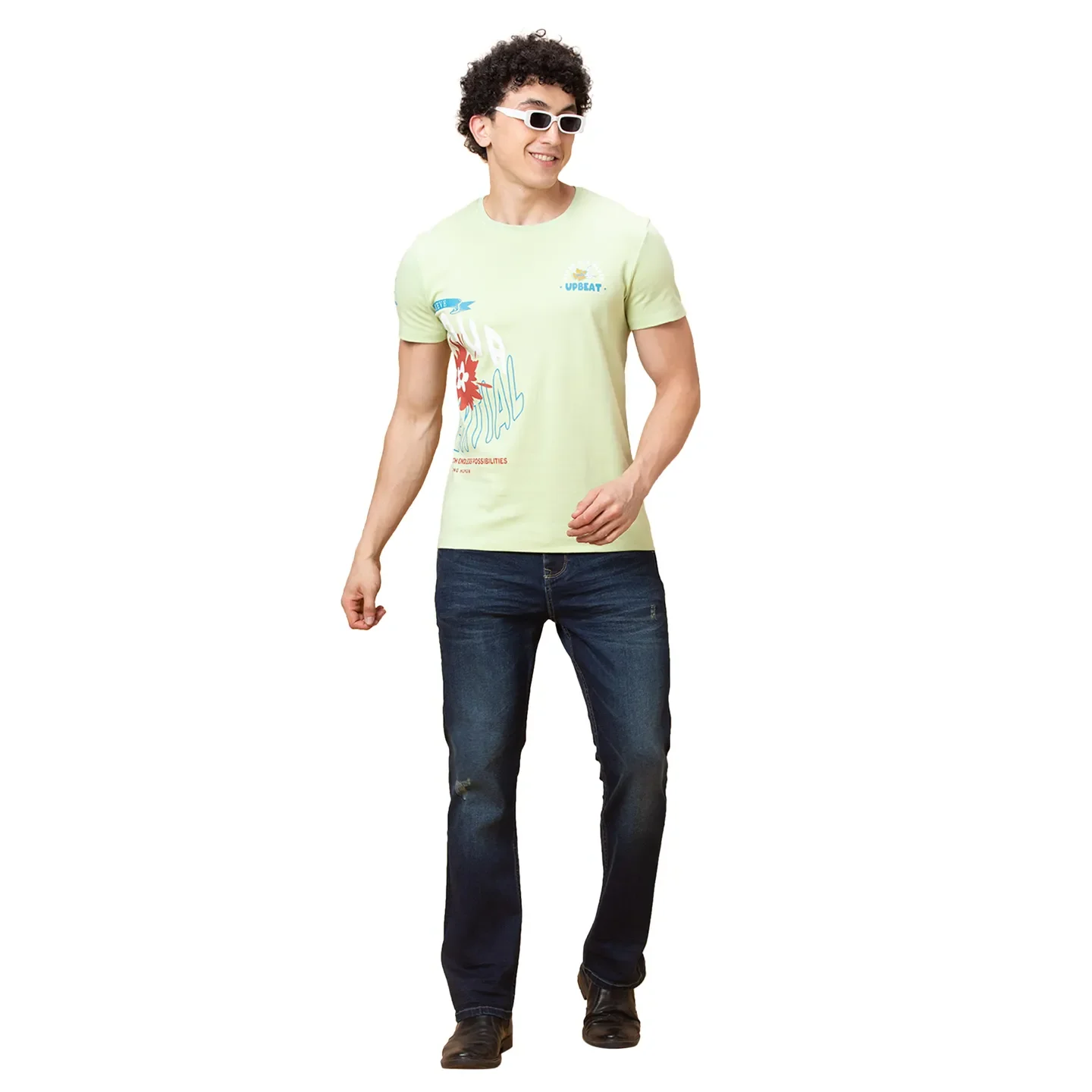 Green Slim Fit Round Neck Men's T-Shirt by Being Human Clothing - Image 6