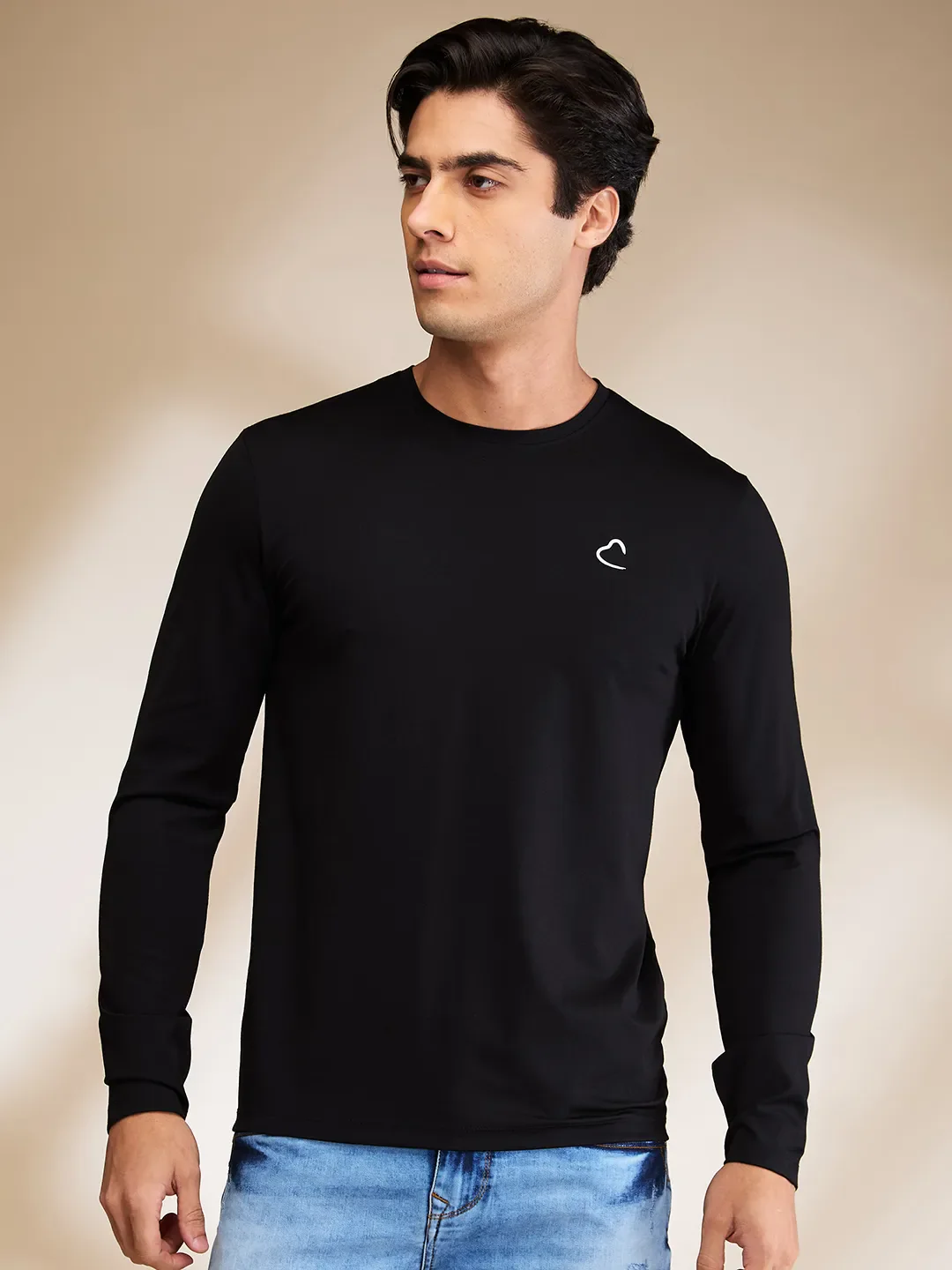 Black Slim Fit Round Neck Men's T-Shirt by Being Human Clothing