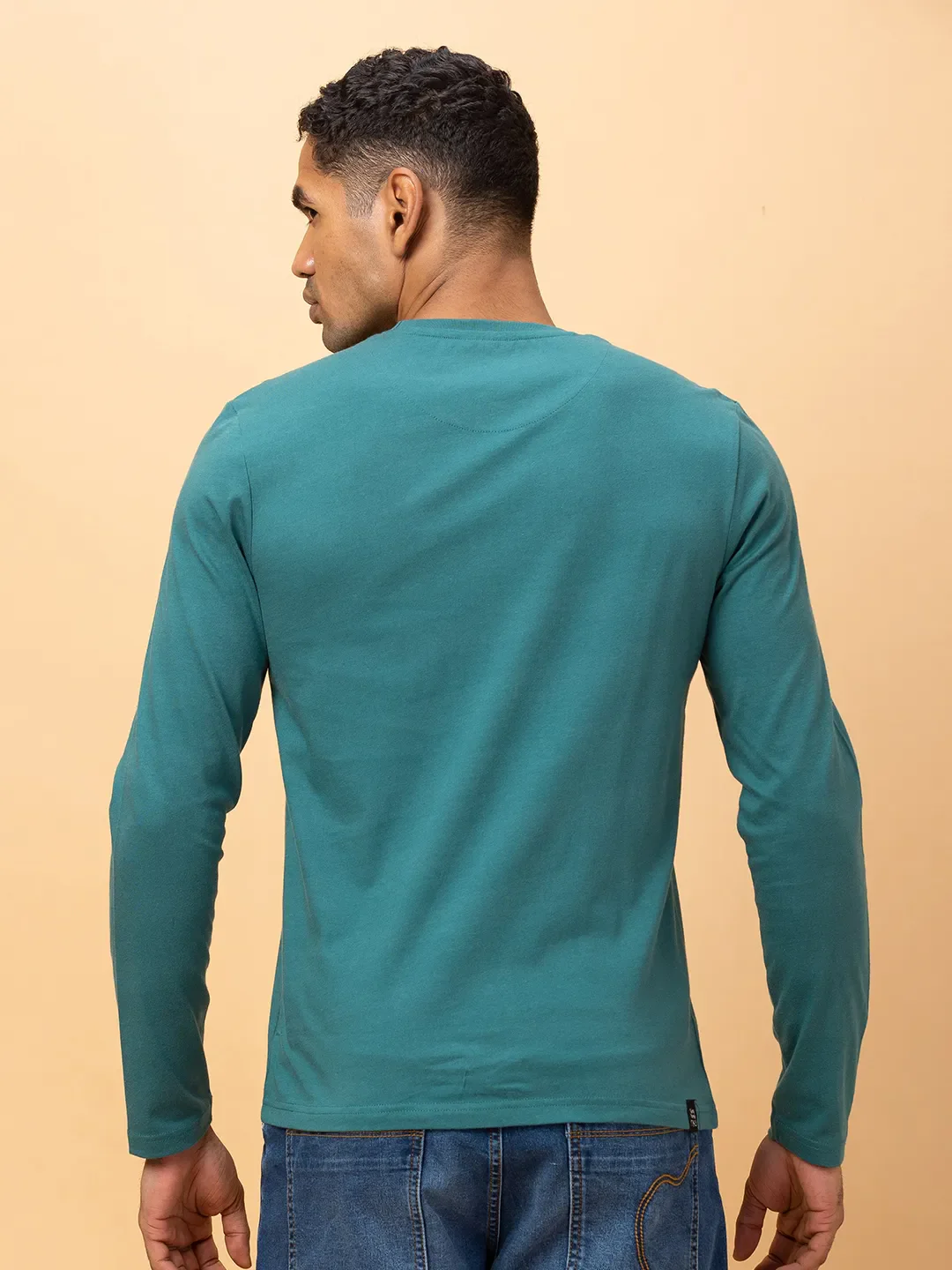Black Slim Fit Round Neck Men's T-Shirt by Being Human Clothing - Image 3