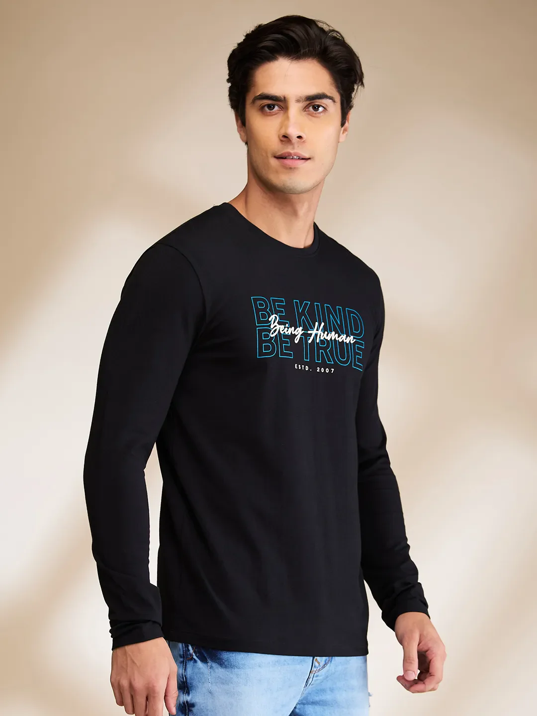 Black Regular Fit Round Neck Men's T-Shirt by Being Human Clothing - Image 4
