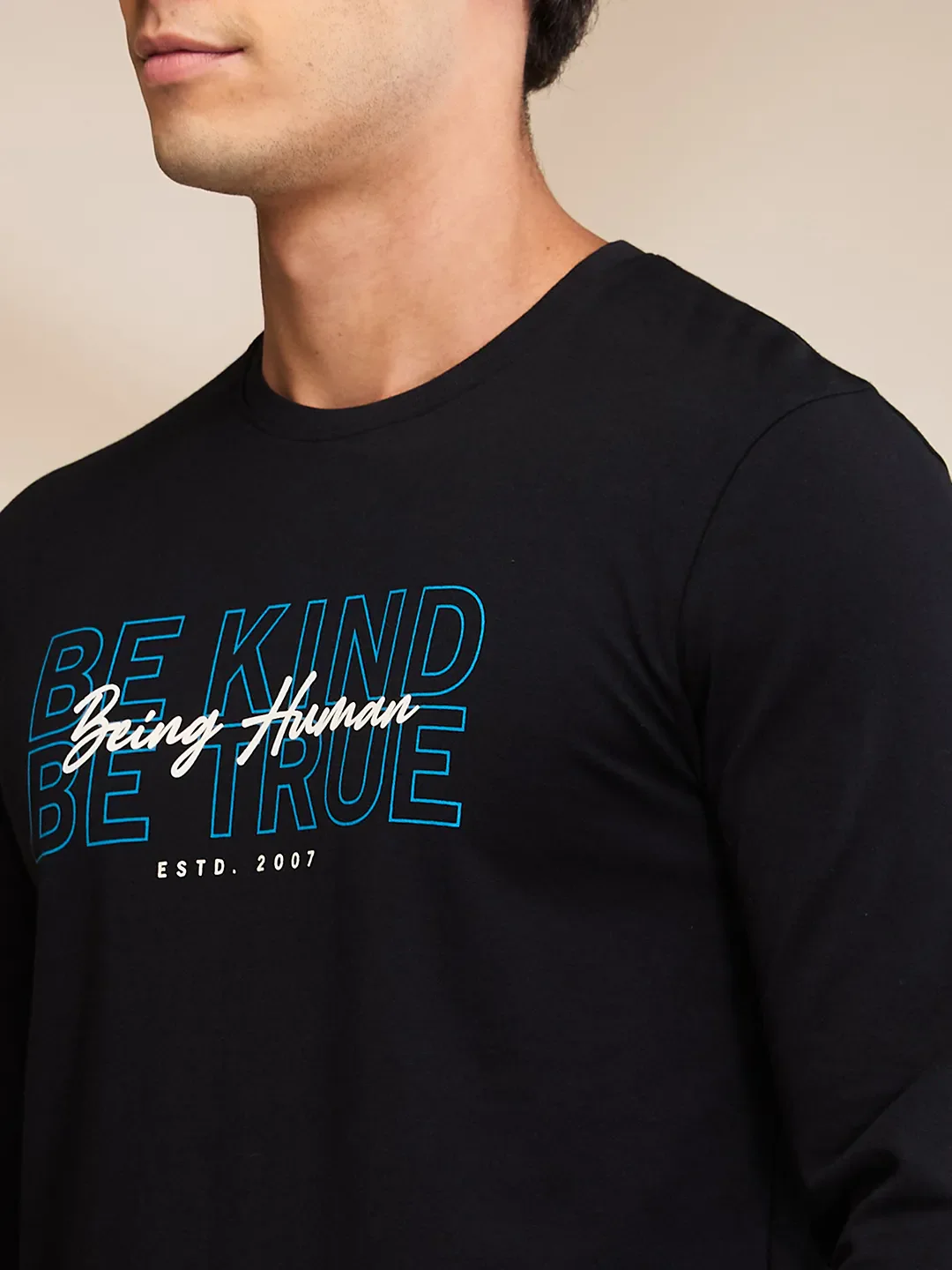 Black Regular Fit Round Neck Men's T-Shirt by Being Human Clothing - Image 5