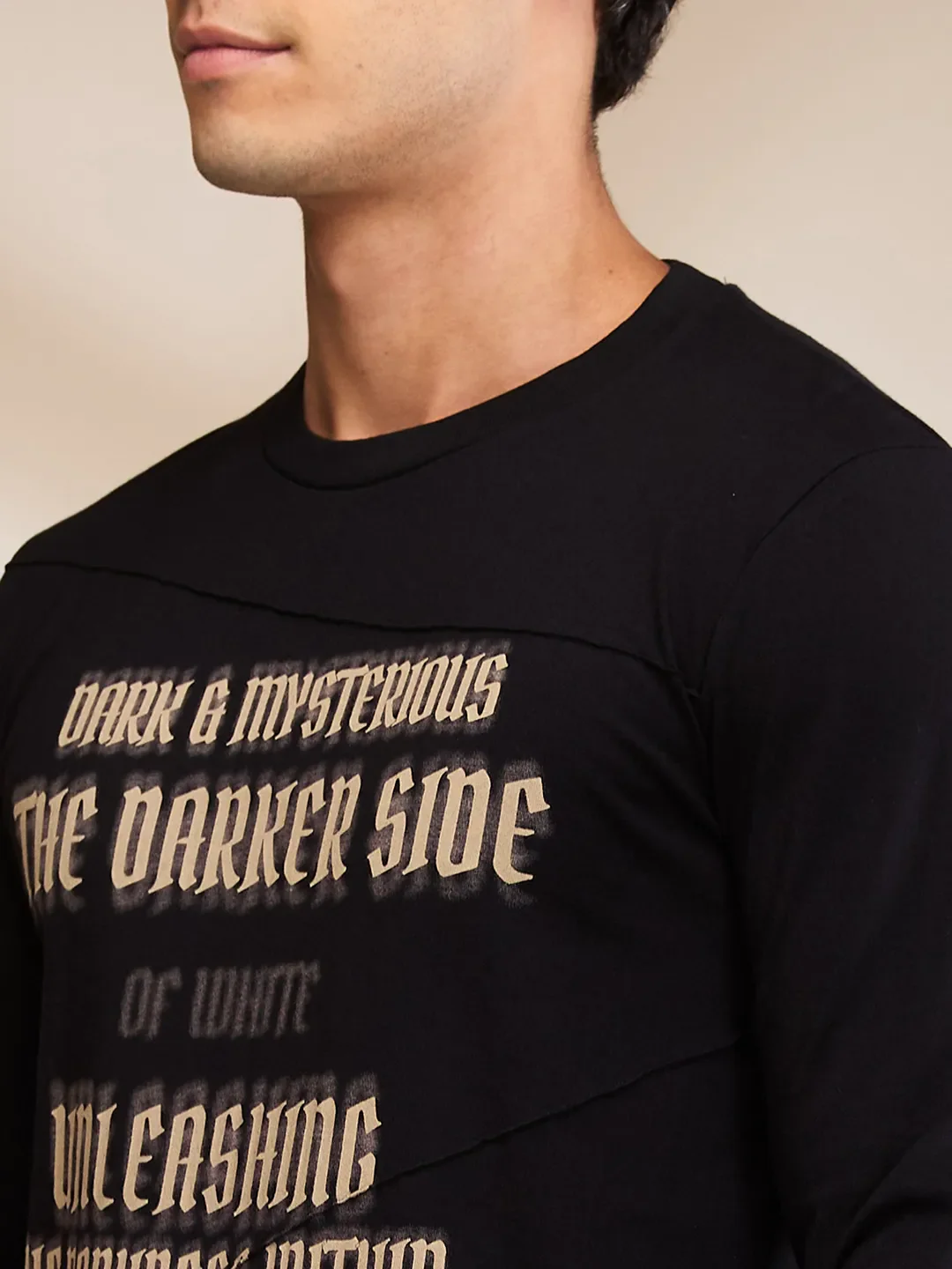 Black Slim Fit Round Neck Men's T-Shirt by Being Human Clothing - Image 5