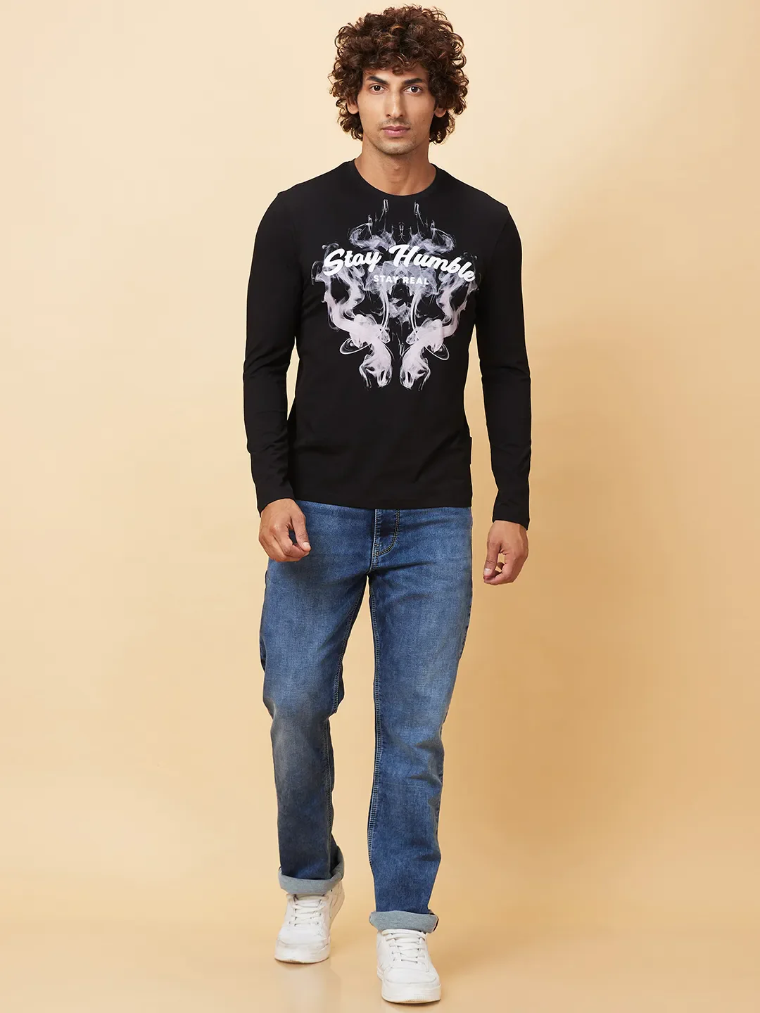 Black Regular Fit Round Neck Men's T-Shirt by Being Human Clothing - Image 6