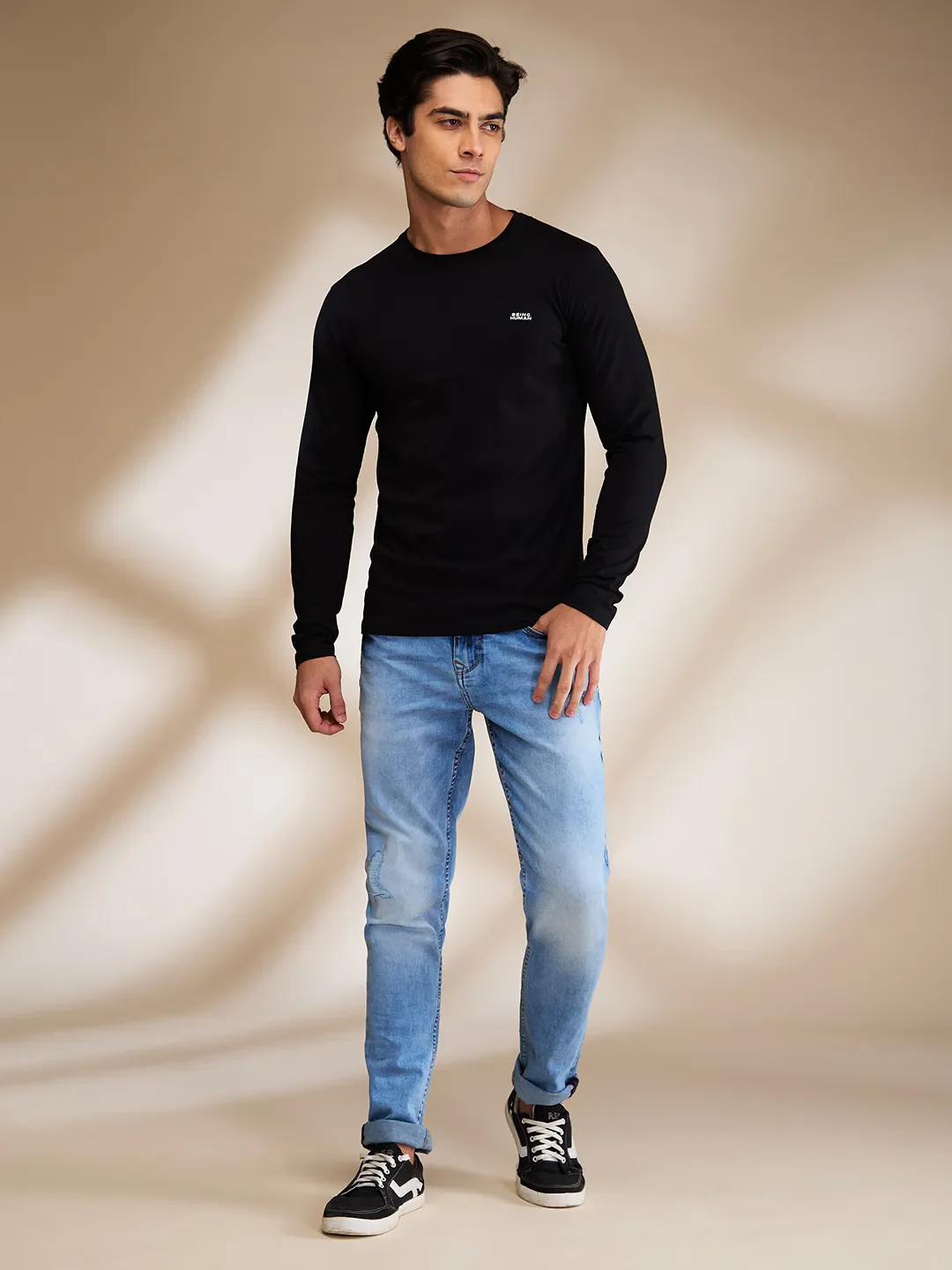 Black Regular Fit Round Neck Men's T-Shirt by Being Human Clothing - Image 2