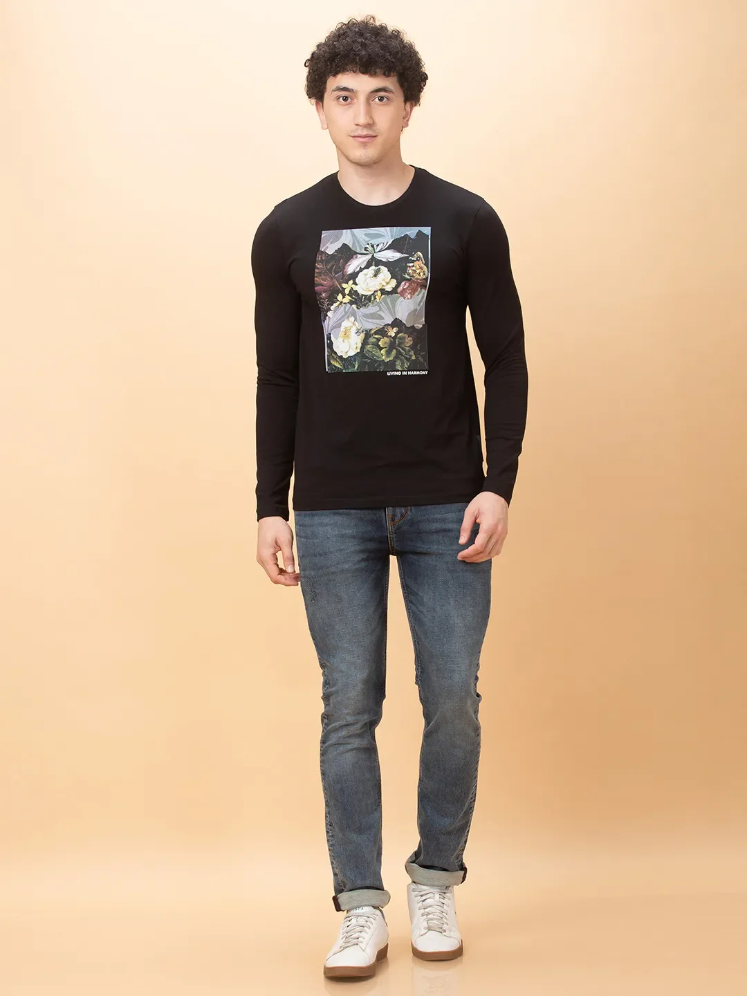 Black Regular Fit Round Neck Men's T-Shirt by Being Human Clothing - Image 2