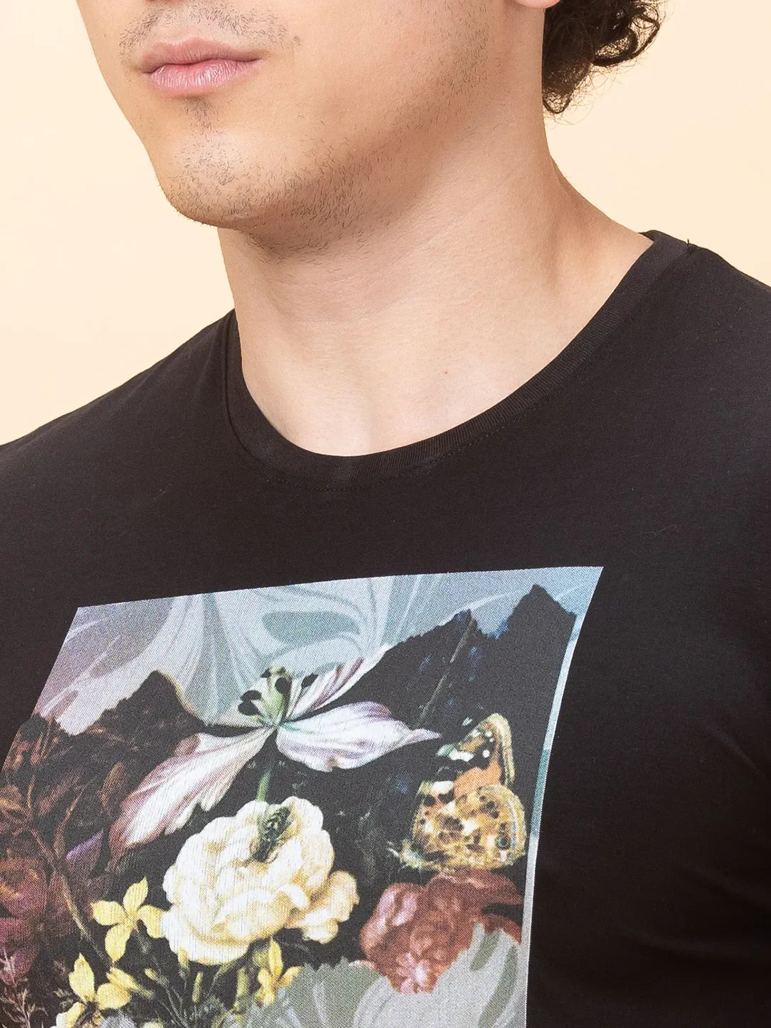 Black Regular Fit Round Neck Men's T-Shirt by Being Human Clothing - Image 5