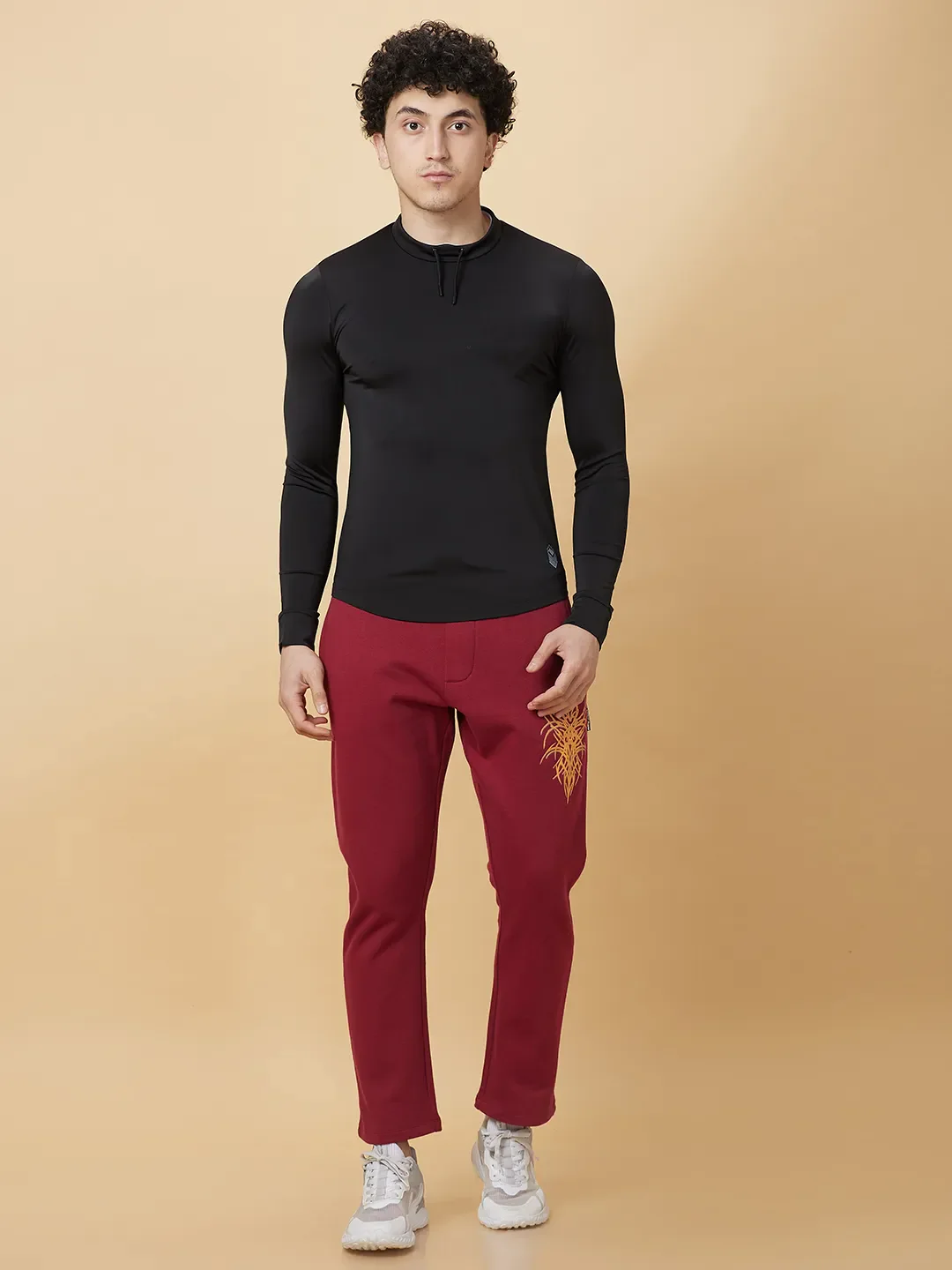 Black Regular Fit High Neck Men's T-Shirt by Being Human Clothing - Image 2
