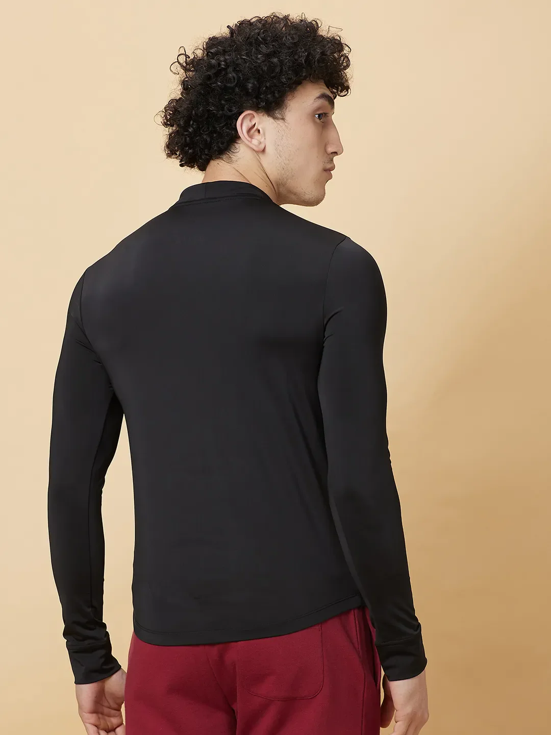 Black Regular Fit High Neck Men's T-Shirt by Being Human Clothing - Image 3
