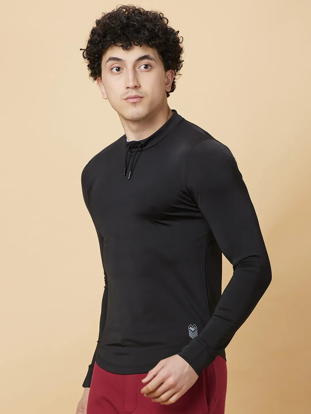 Black Regular Fit High Neck Men's T-Shirt by Being Human Clothing - Image 4