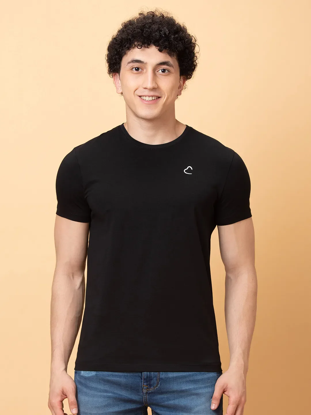 Black Regular Fit Round Neck Men's T-Shirt by Being Human Clothing