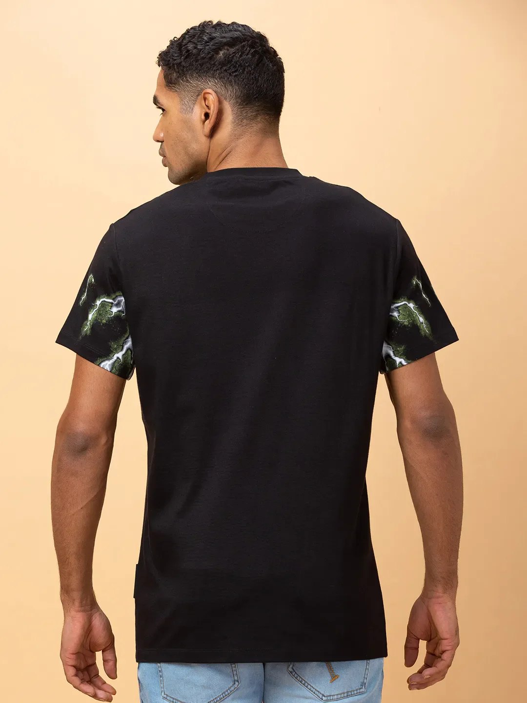 Black Regular Fit Round Neck Men's T-Shirt by Being Human Clothing - Image 3