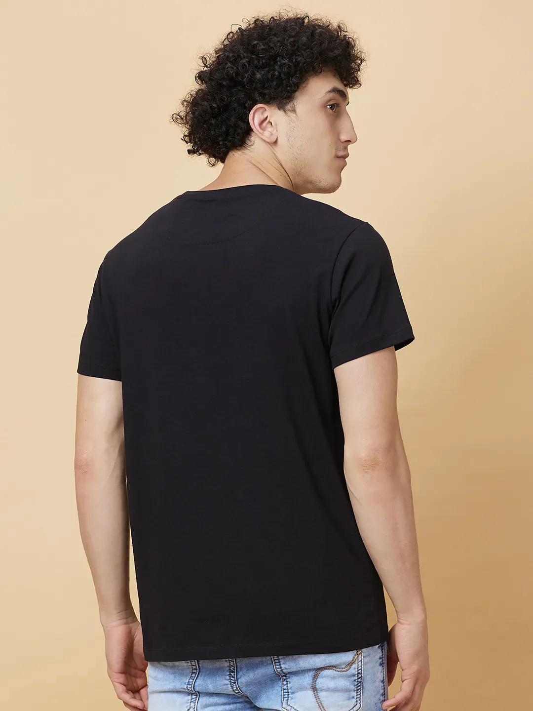 Black Regular Fit Round Neck Men's T-Shirt by Being Human Clothing - Image 3