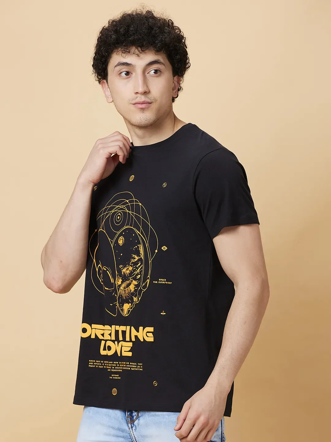 Black Regular Fit Round Neck Men's T-Shirt by Being Human Clothing - Image 4