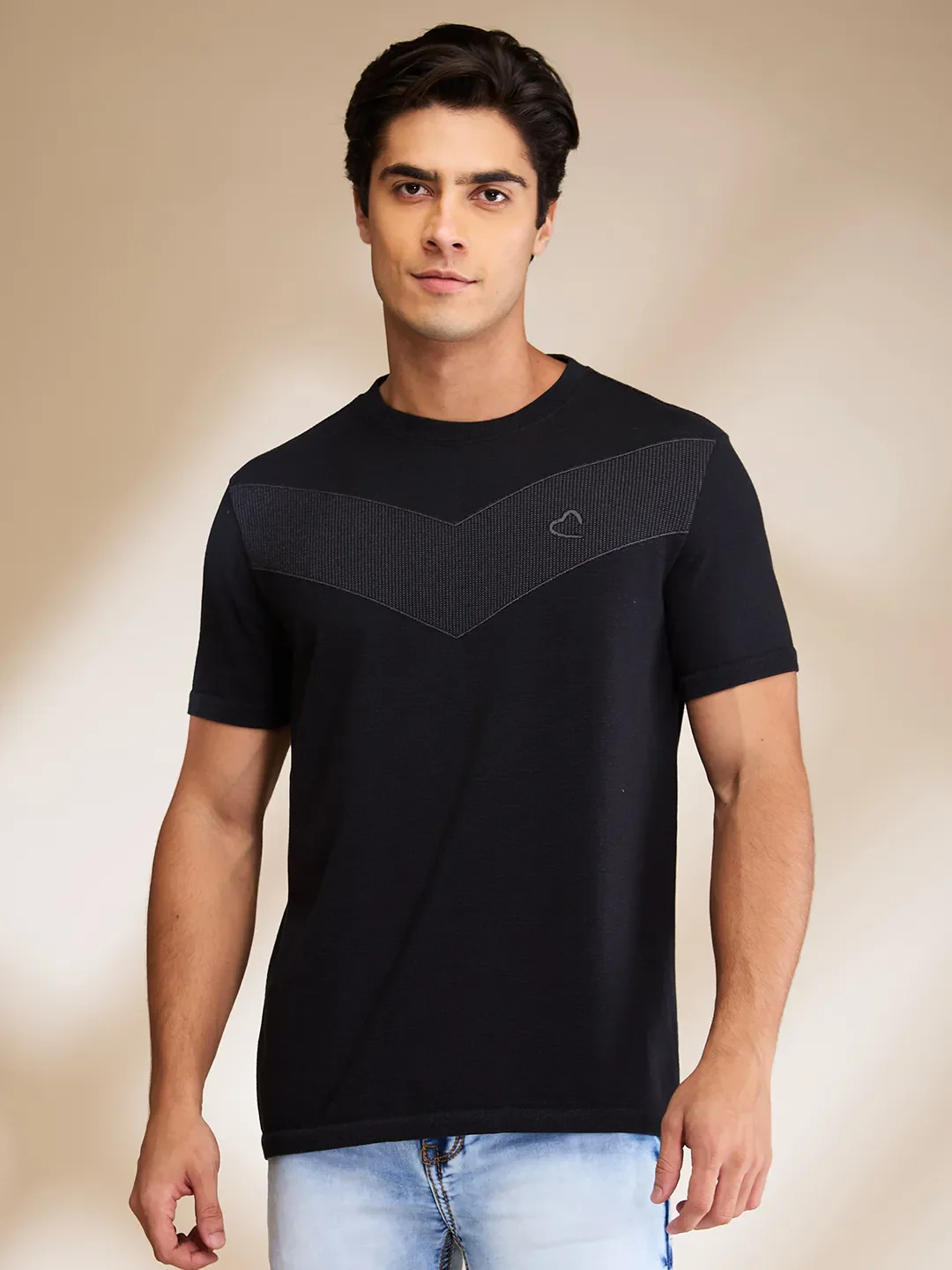 Black Regular Fit Round Neck Men's T-Shirt by Being Human Clothing