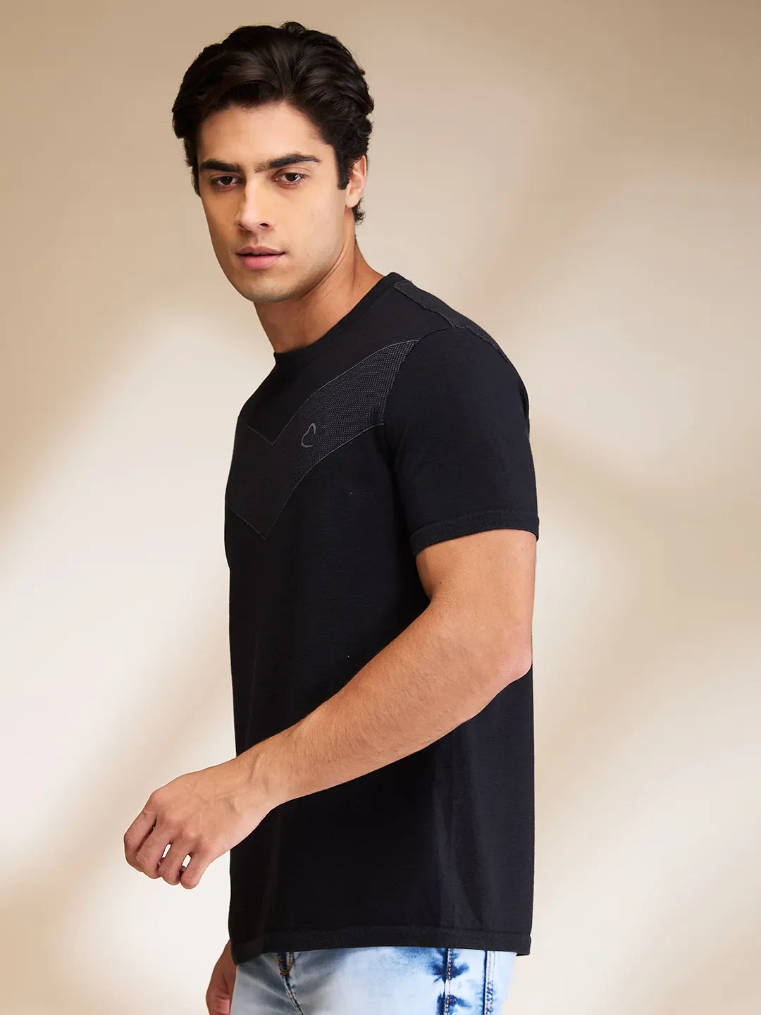 Black Regular Fit Round Neck Men's T-Shirt by Being Human Clothing - Image 4