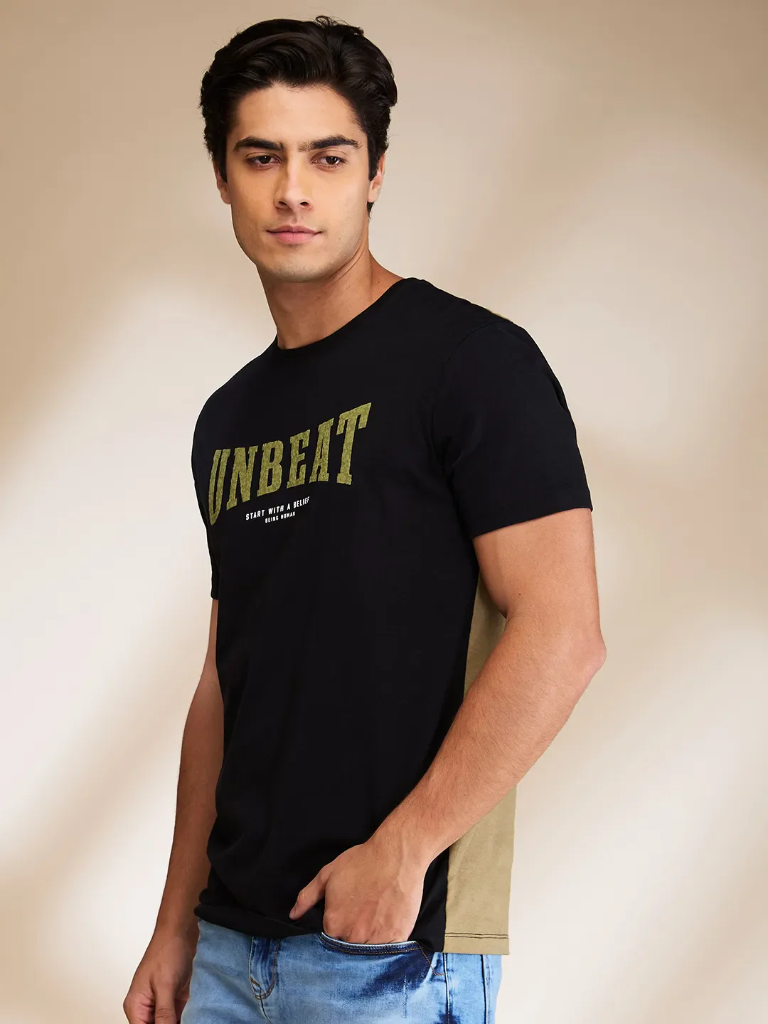 Black Regular Fit Men's Short Sleeves T-Shirt by Being Human Clothing - Image 4