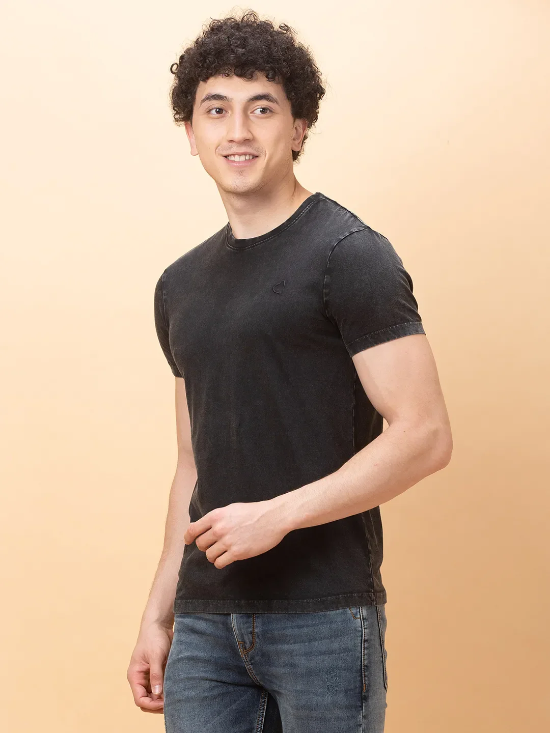 Black Regular Fit Round Neck Men's T-Shirt by Being Human Clothing - Image 4