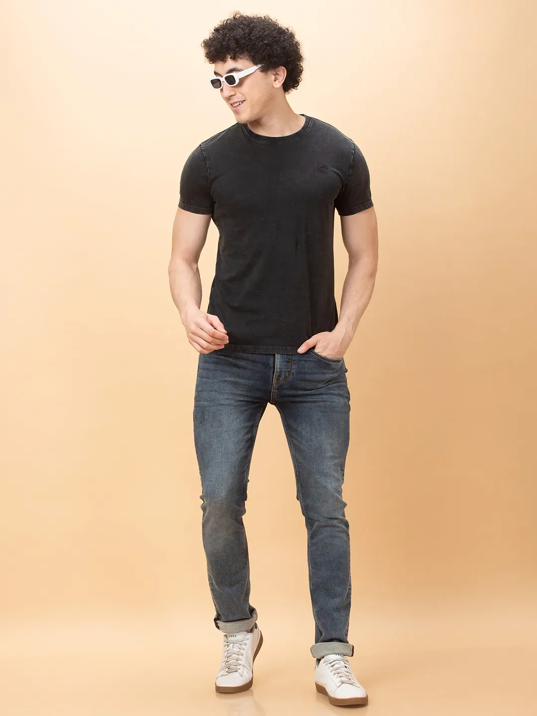 Black Regular Fit Round Neck Men's T-Shirt by Being Human Clothing - Image 6