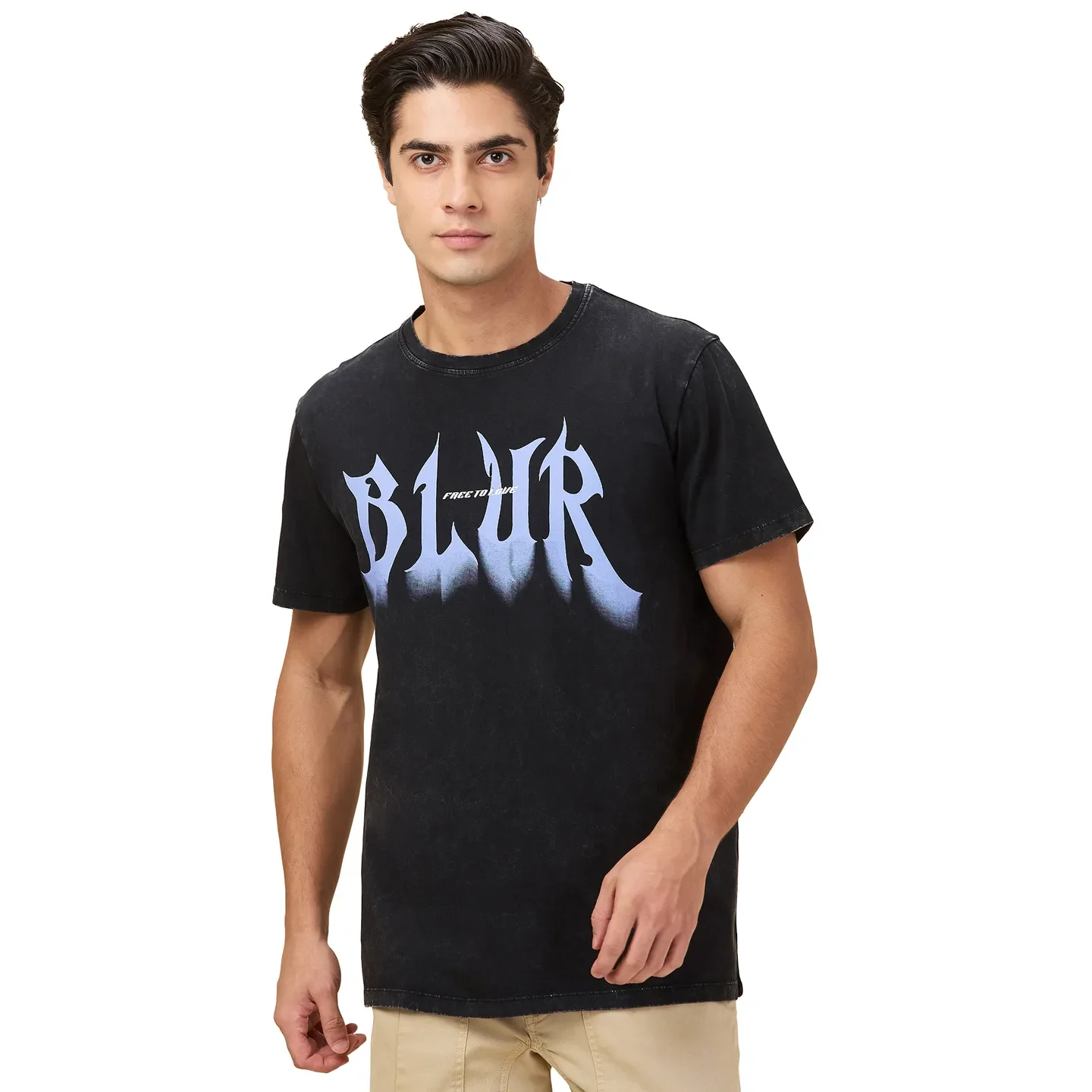 Black Easy Fit Round Neck Men's T-Shirt by Being Human Clothing