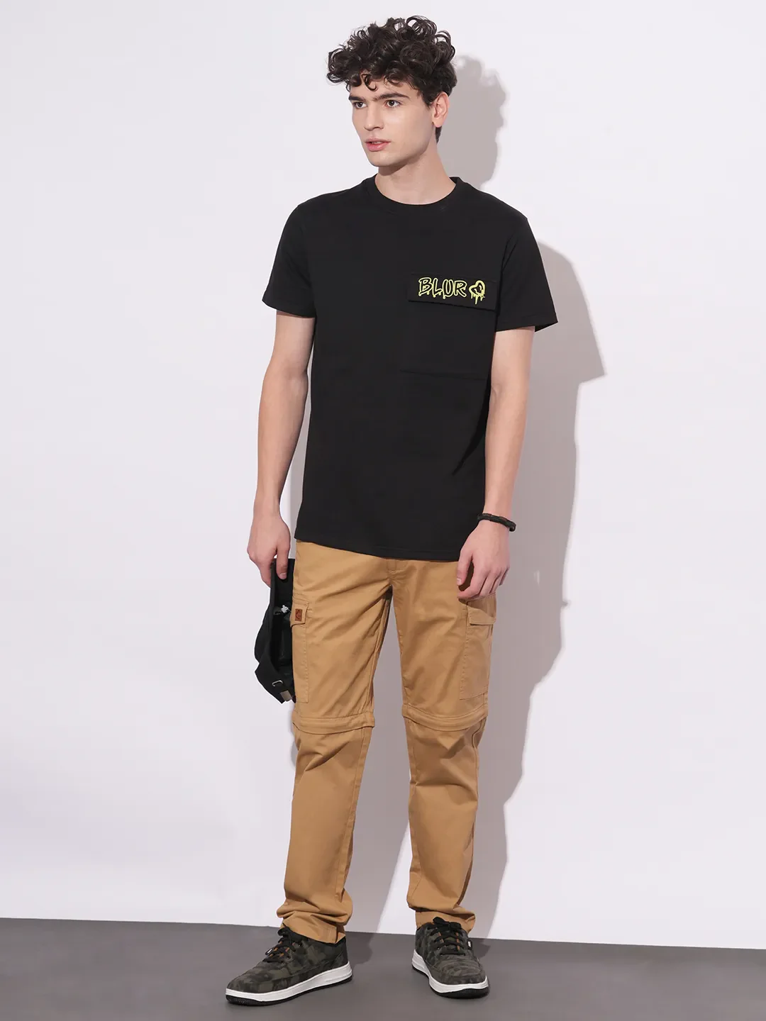 Black Slim Fit Round Neck Men's T-Shirt by Being Human Clothing - Image 4