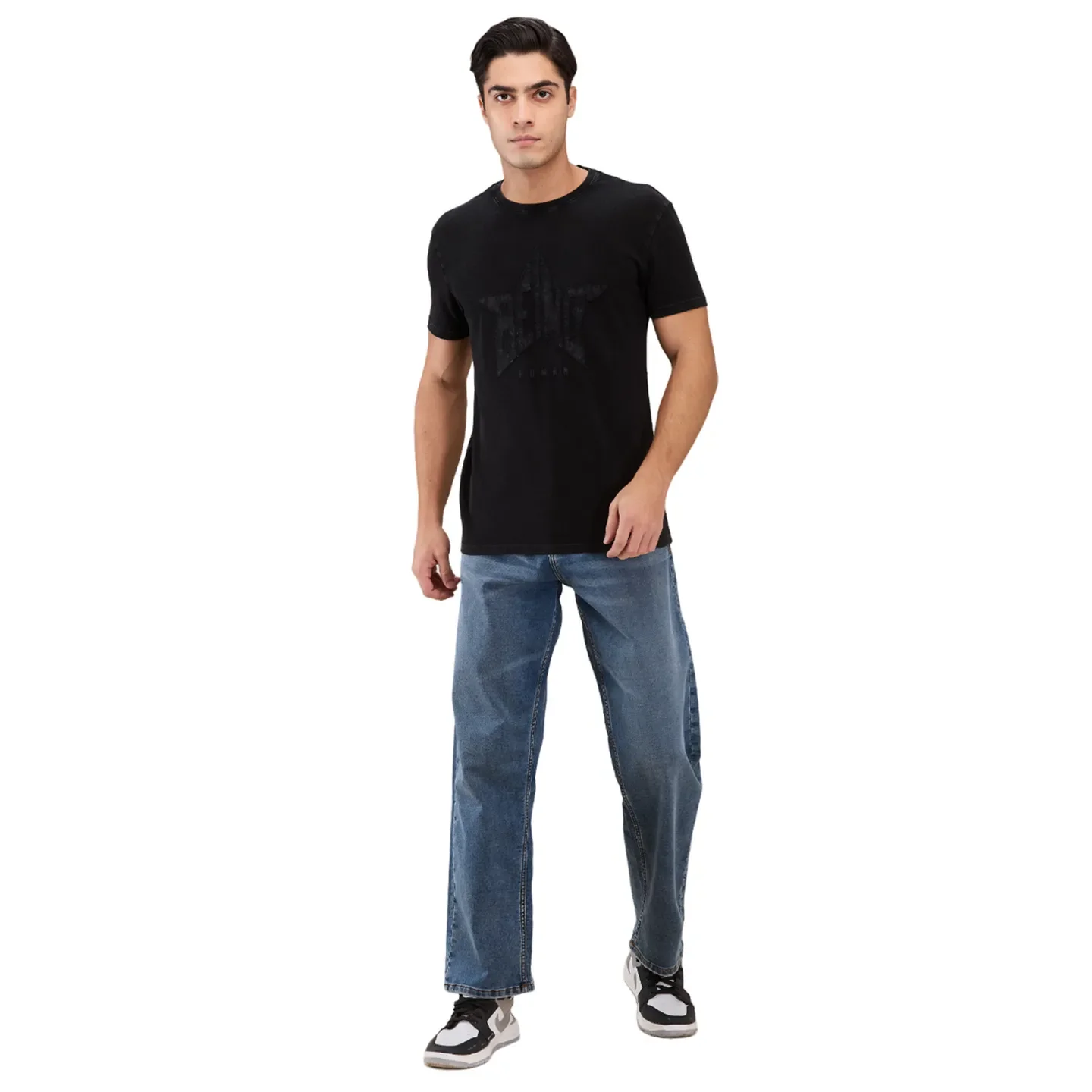 Black Easy Fit Round Neck Men's T-Shirt by Being Human Clothing - Image 2