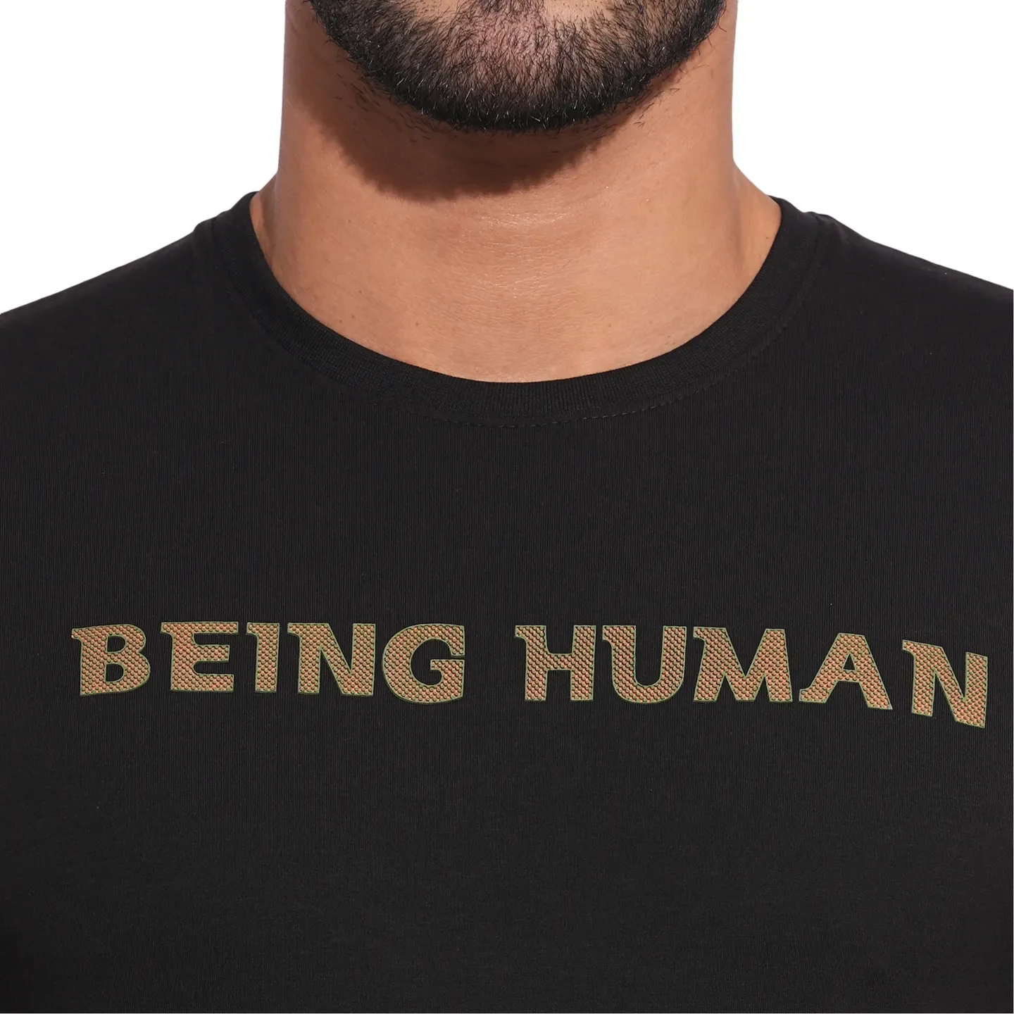 Black Slim Fit Round Neck Men's T-Shirt by Being Human Clothing - Image 5