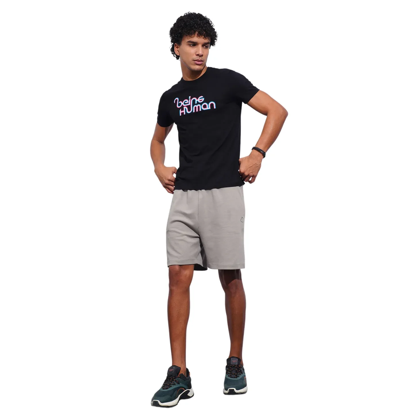Black Slim Fit Round Neck Men's T-Shirt by Being Human Clothing - Image 4