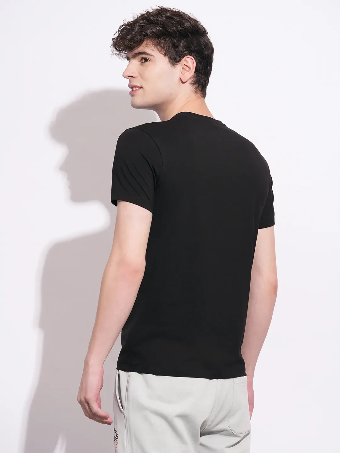 Black Slim Fit Round Neck Men's T-Shirt by Being Human Clothing - Image 3