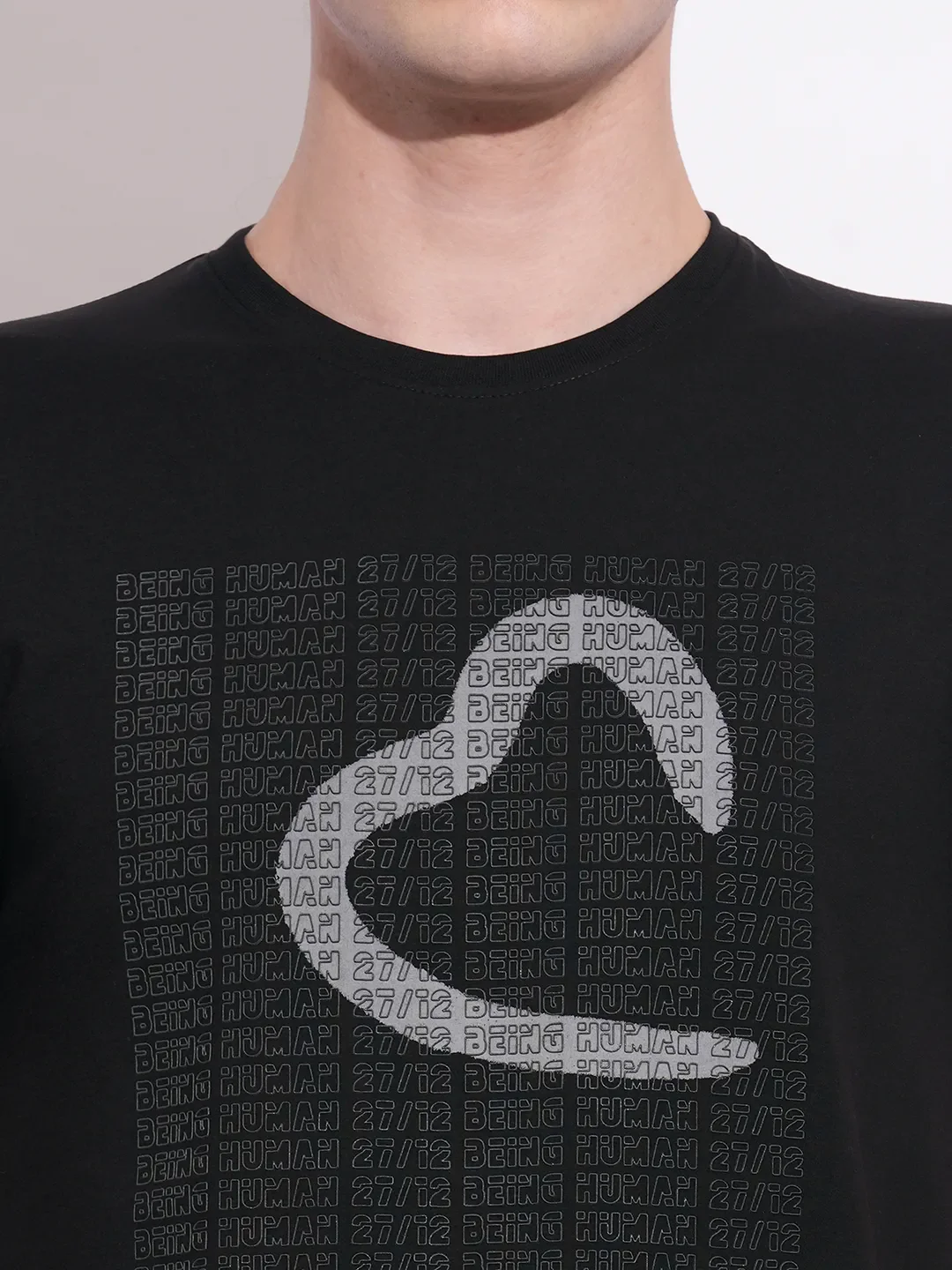 Black Slim Fit Round Neck Men's T-Shirt by Being Human Clothing - Image 5
