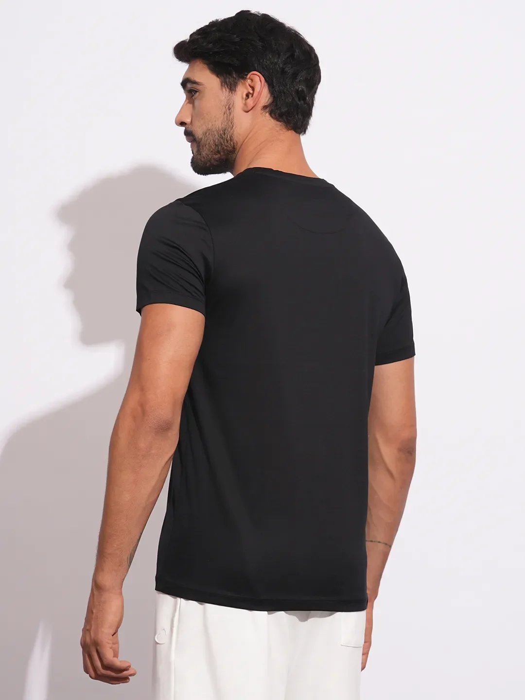 Black Slim Fit Round Neck Men's T-Shirt by Being Human Clothing - Image 3