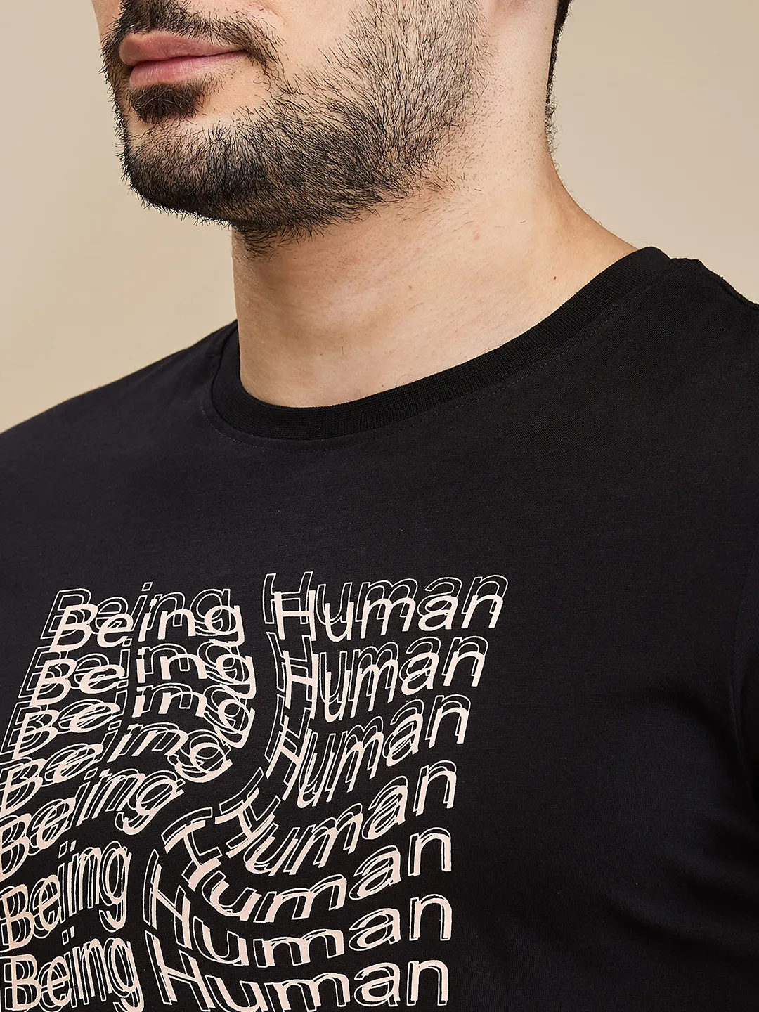 Black Regular Fit Men's Short Sleeves T-Shirt by Being Human Clothing - Image 5