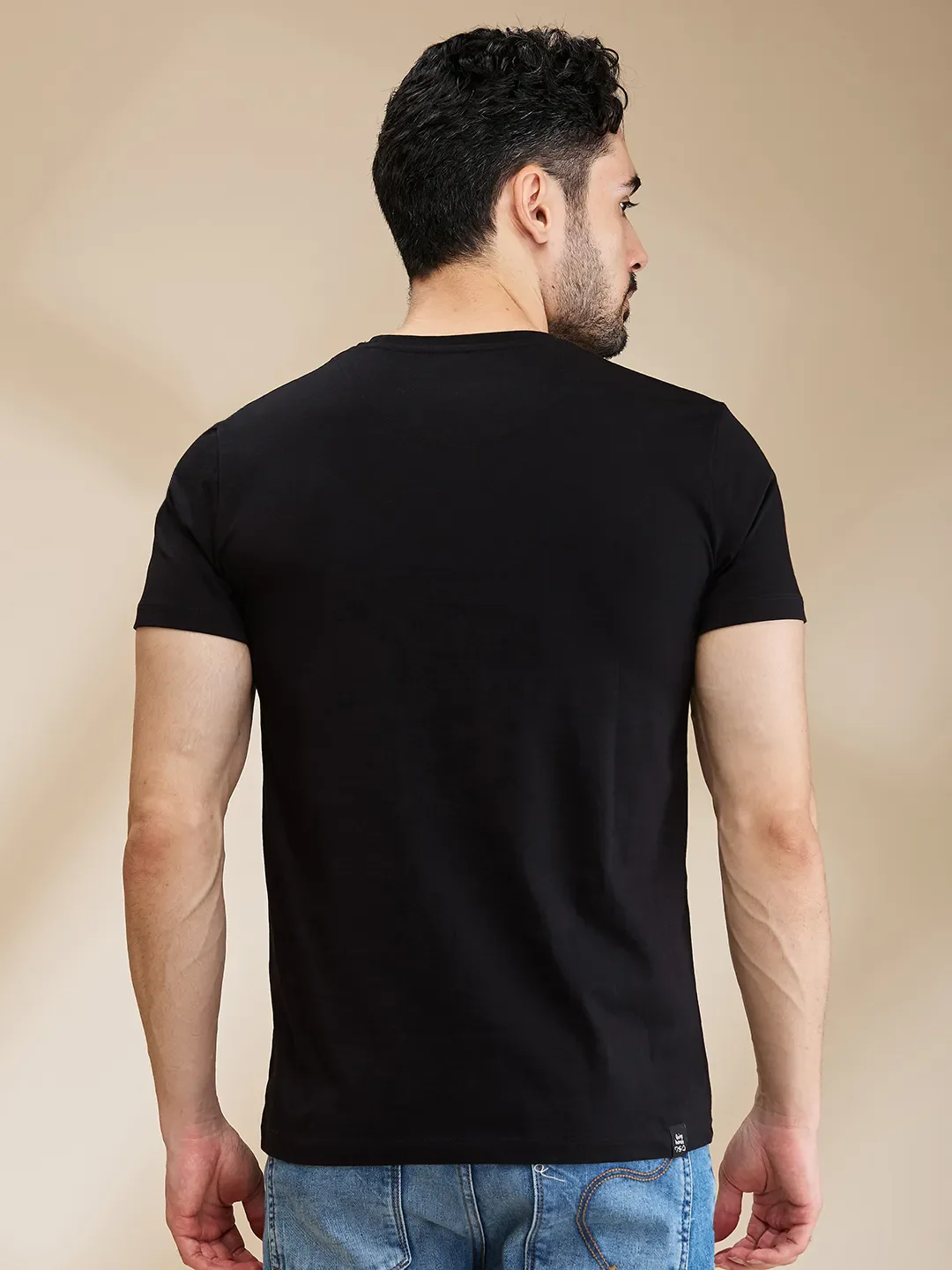Black Regular Fit Men's Short Sleeves T-Shirt by Being Human Clothing - Image 3