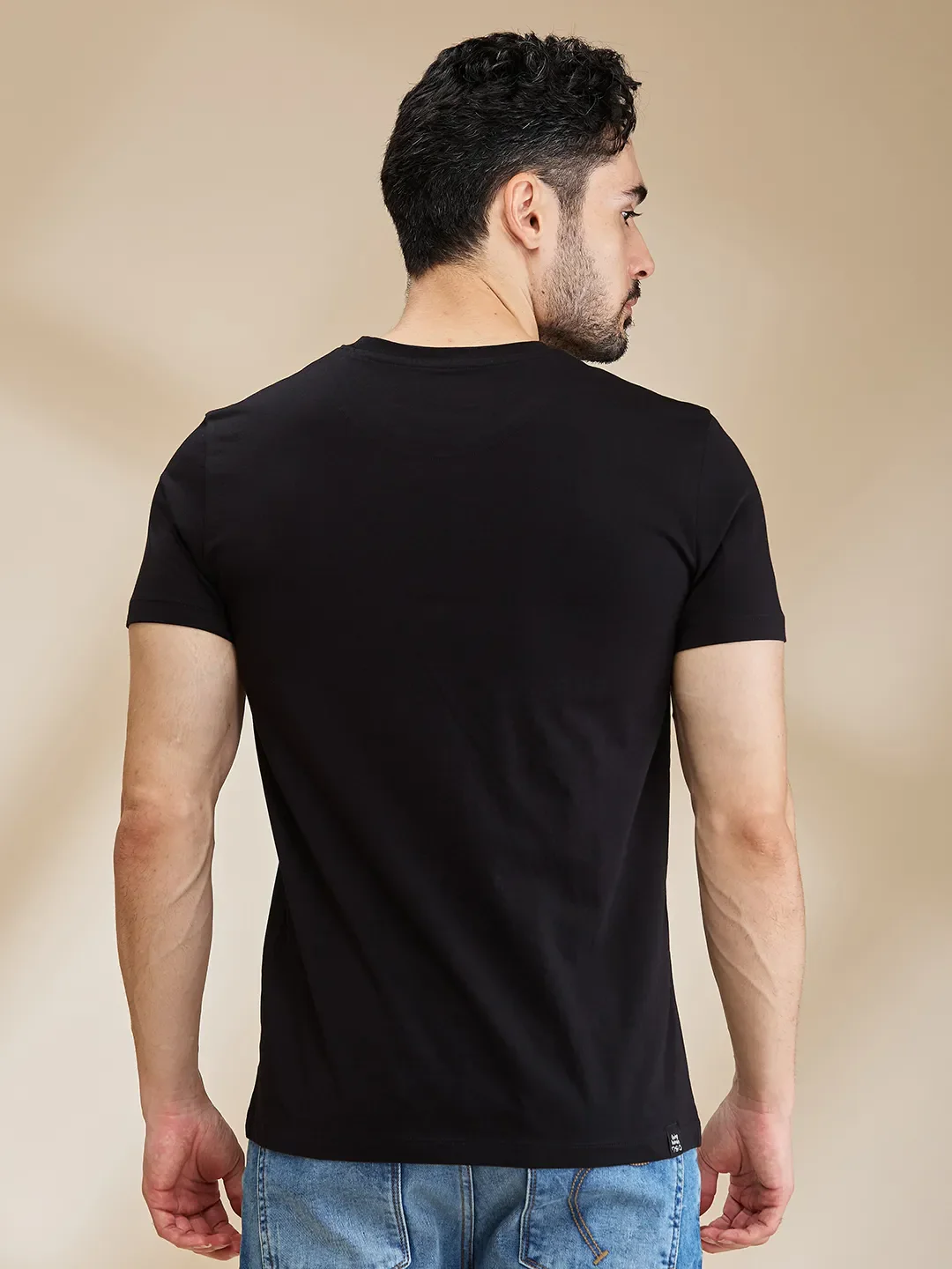 Black Regular Fit Men's Short Sleeves T-Shirt by Being Human Clothing - Image 3