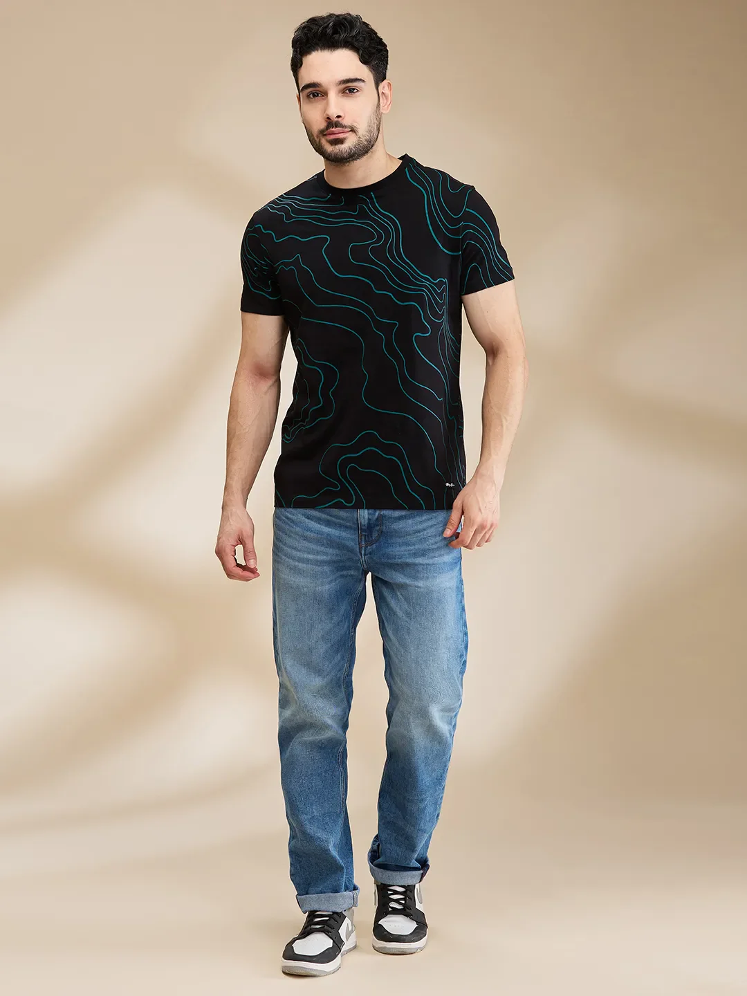 Black Regular Fit Men's Short Sleeves T-Shirt by Being Human Clothing - Image 2