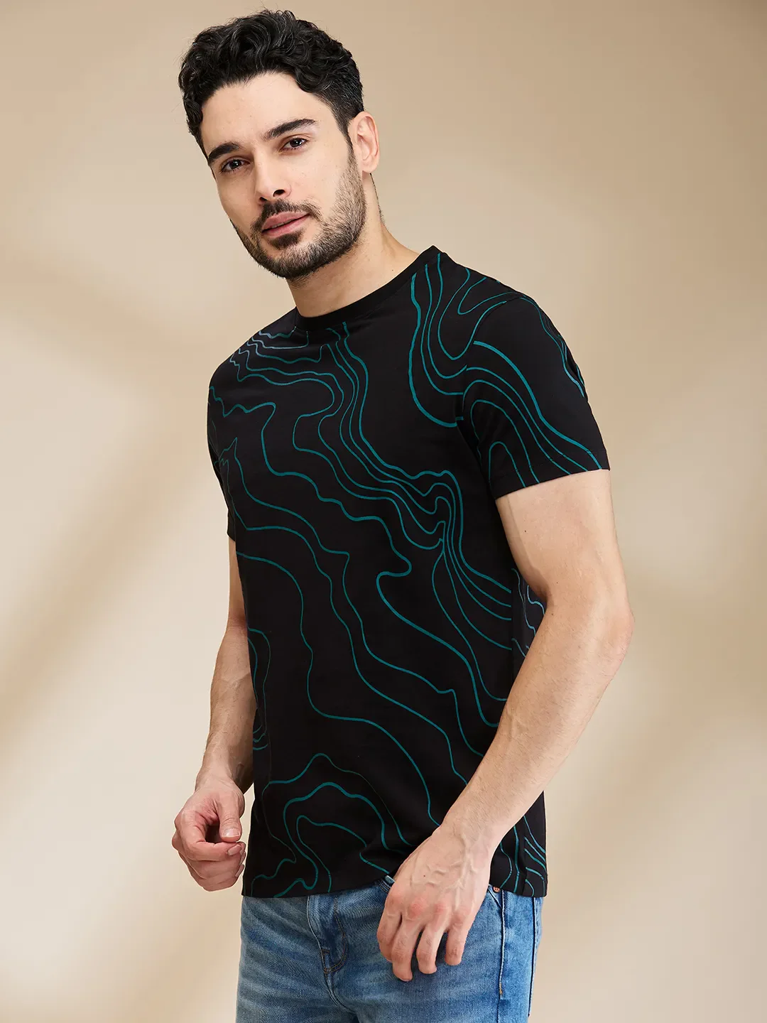 Black Regular Fit Men's Short Sleeves T-Shirt by Being Human Clothing - Image 4
