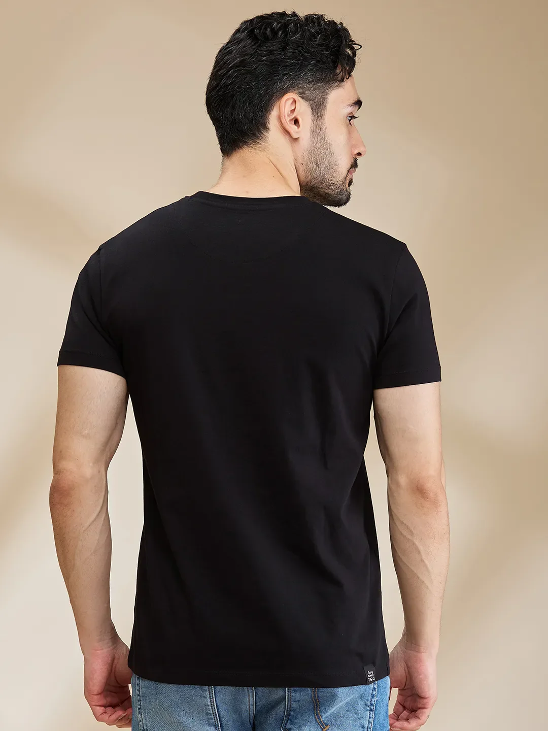 Black Regular Fit Men's Short Sleeves T-Shirt by Being Human Clothing - Image 3