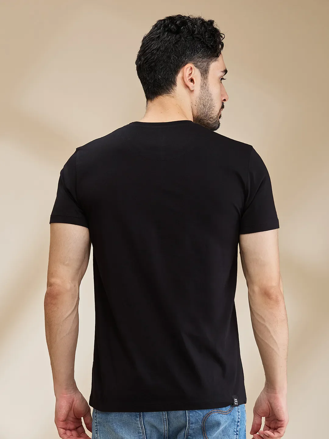 Black Regular Fit Men's Short Sleeves T-Shirt by Being Human Clothing - Image 3