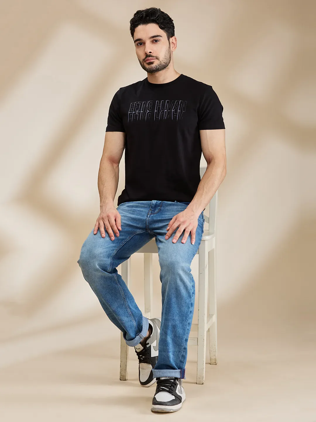 Black Regular Fit Men's Short Sleeves T-Shirt by Being Human Clothing - Image 6
