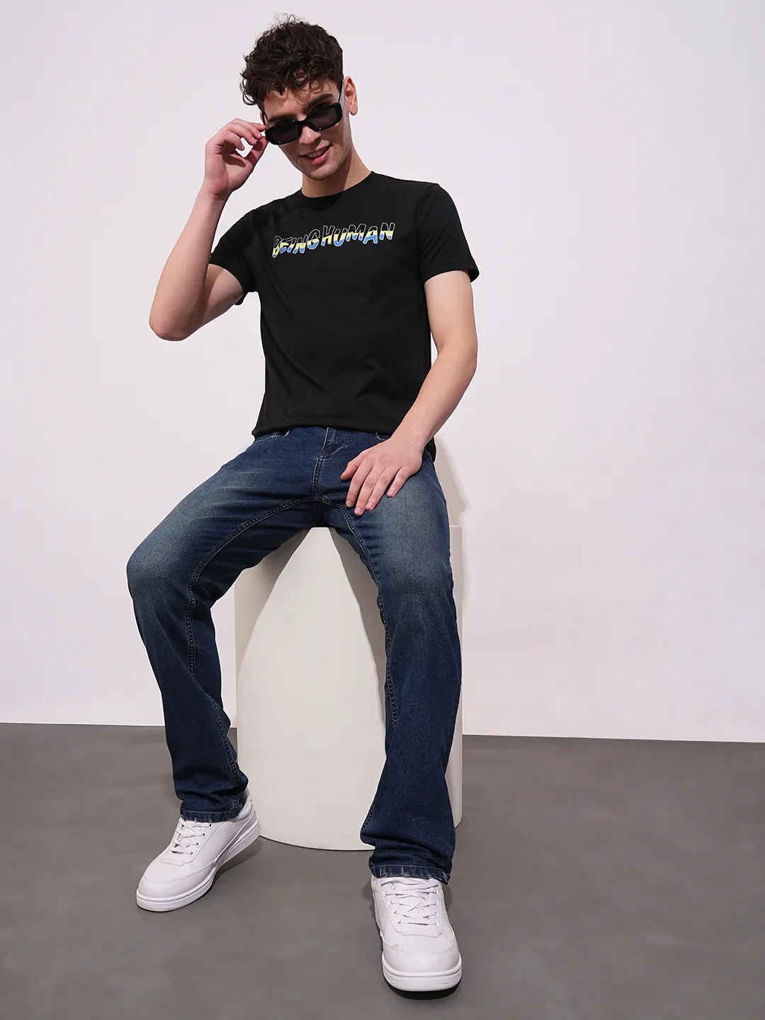 Black Regular Fit Round Neck Men's T-Shirt by Being Human Clothing - Image 4