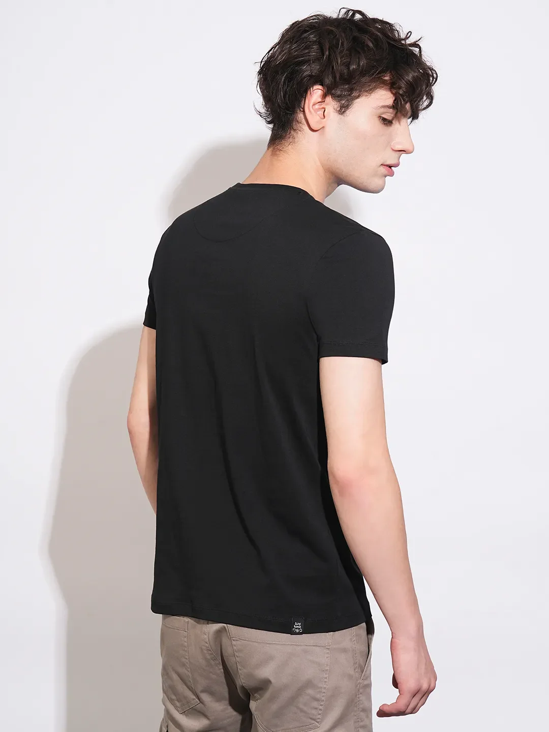 Black Regular Fit Round Neck Men's T-Shirt by Being Human Clothing - Image 3