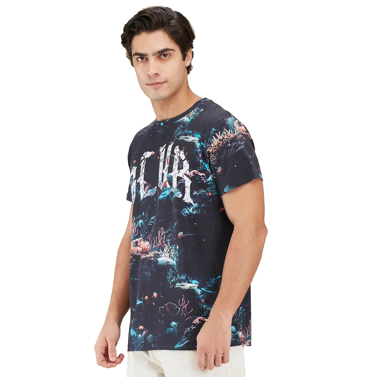 Black Easy Fit Round Neck Men's T-Shirt by Being Human Clothing - Image 4
