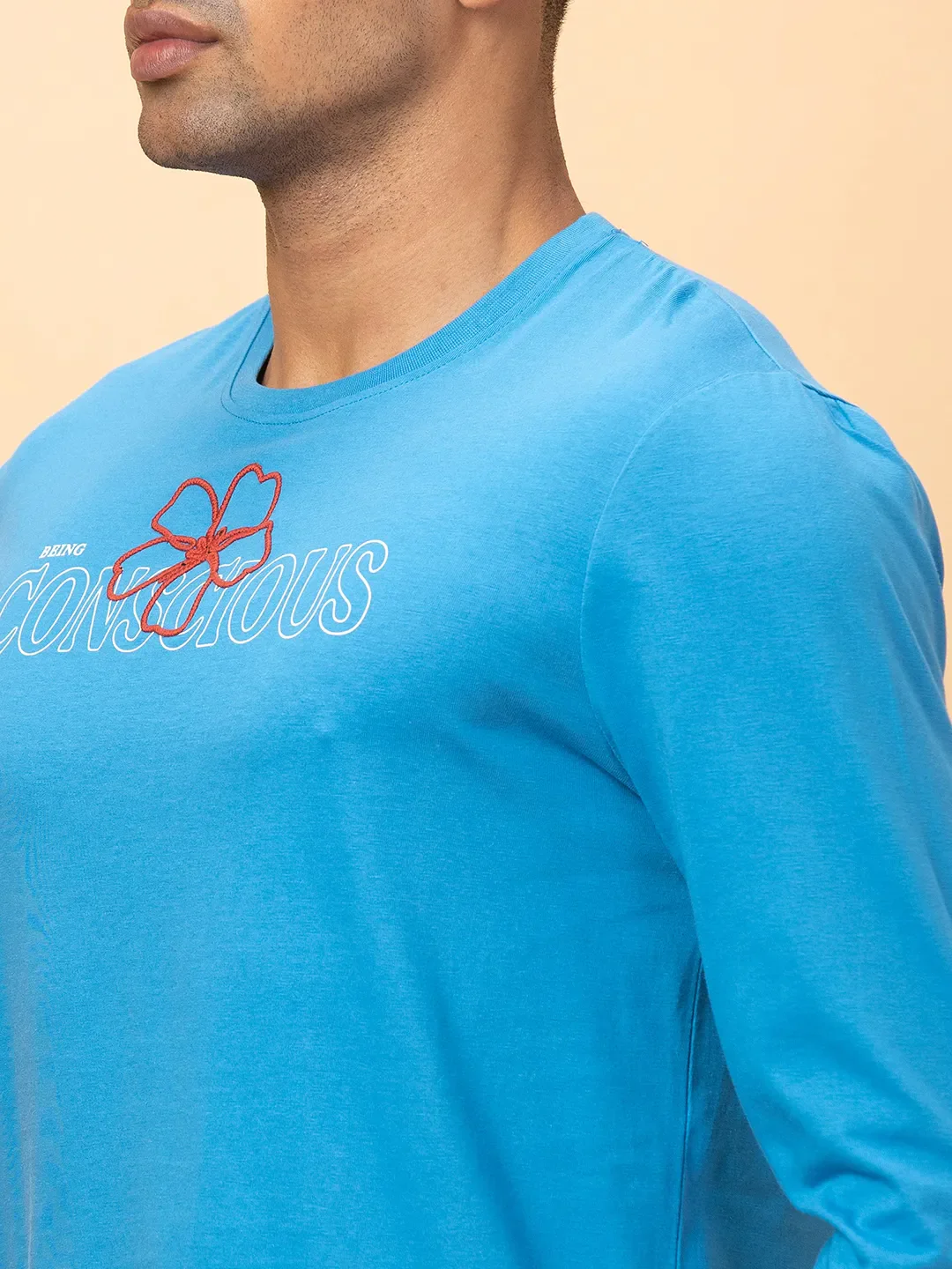 Blue Regular Fit Round Neck Men's T-Shirt by Being Human Clothing - Image 5